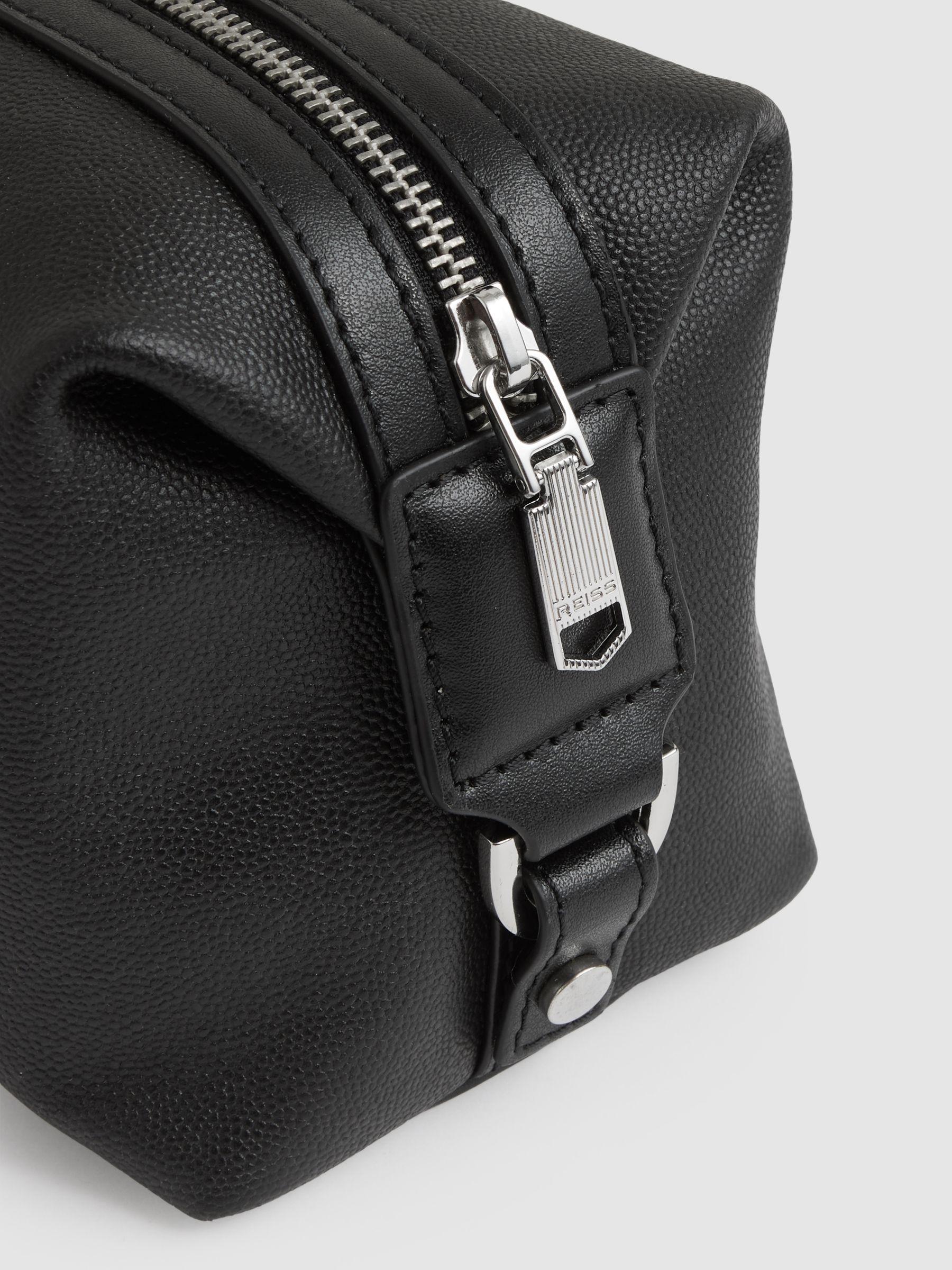 Micro-Grain Leather Washbag in Black Product Image