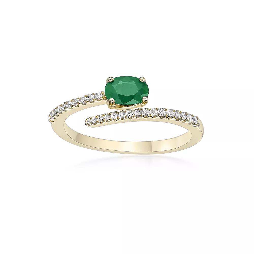 Gemminded 10k Gold Emerald & 1/8 Carat T.W. Diamond Ring, Women's, Size: 5 Product Image