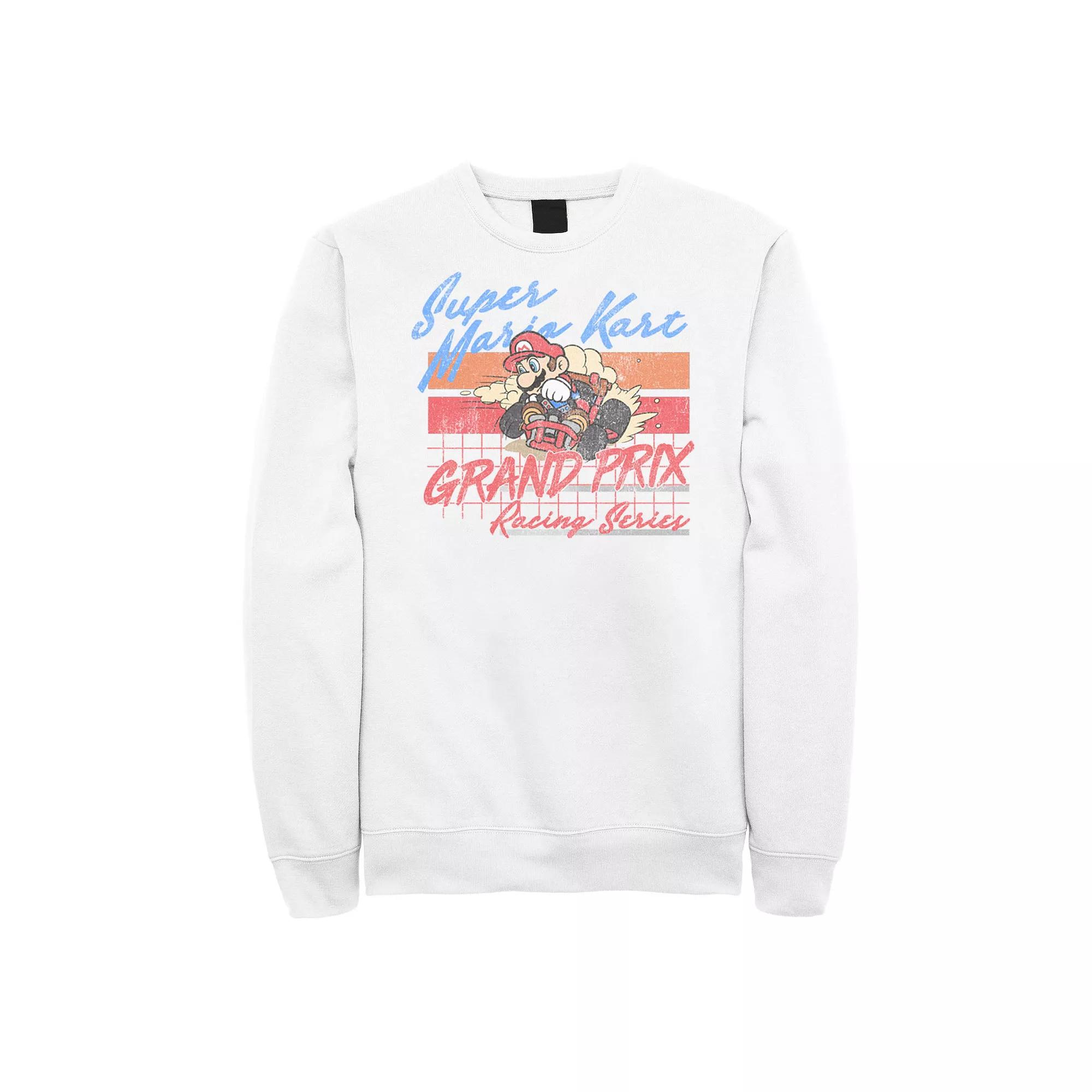 Men's Nintendo Mario Kart Racing Retro Drift Distressed Sweatshirt, Size: Small, White Product Image