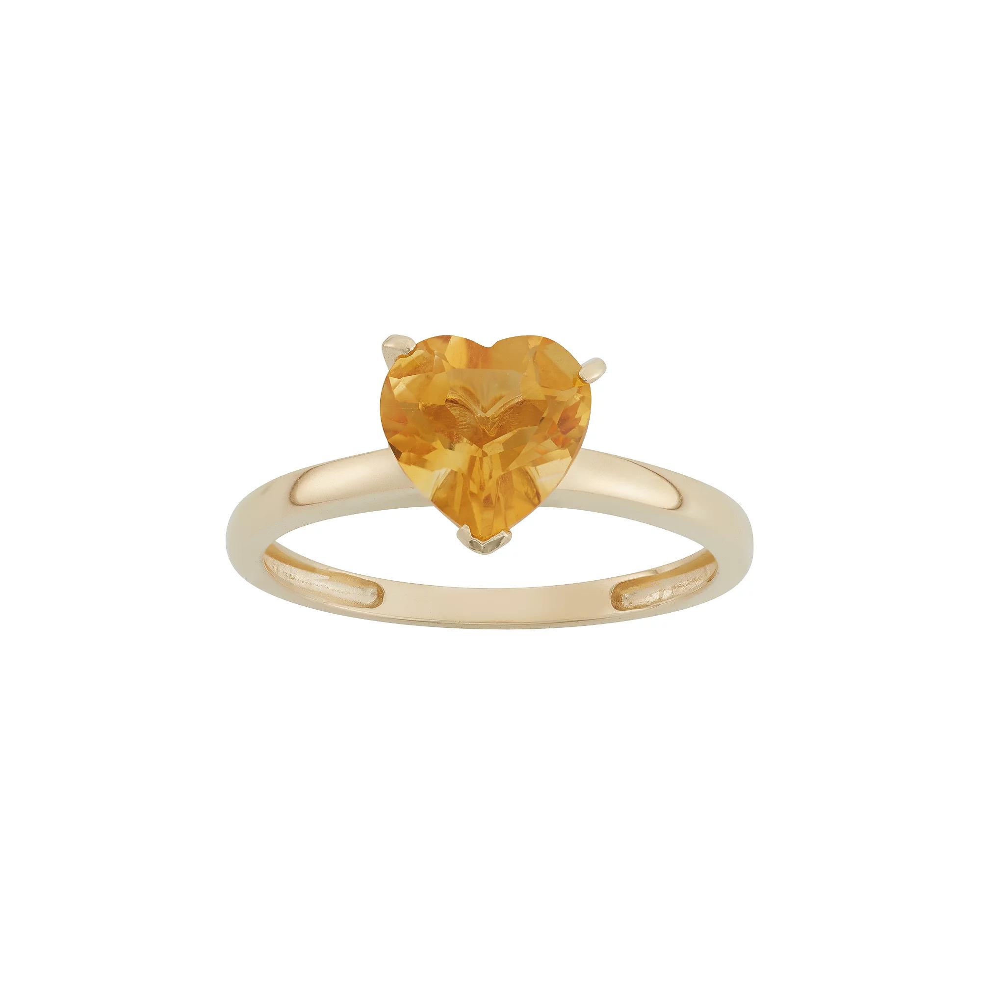 Designs by Gioelli Citrine 10k Gold Heart Ring, Women's, Size: 5, Orange Product Image
