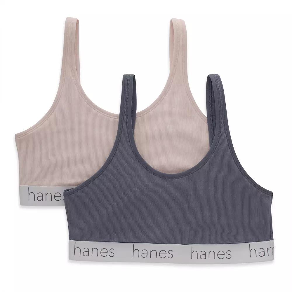 Hanes Originals Ultimate 2-Pack Stretch Cotton Scoop Bralette DHO102, Womens Product Image