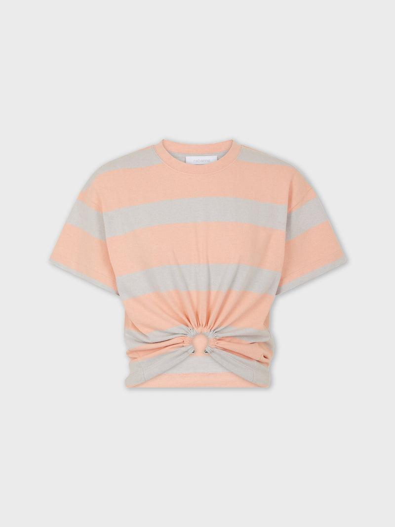 PEACH STRIPED TEE-SHIRT PIERCING IN COTTON JERSEY Product Image