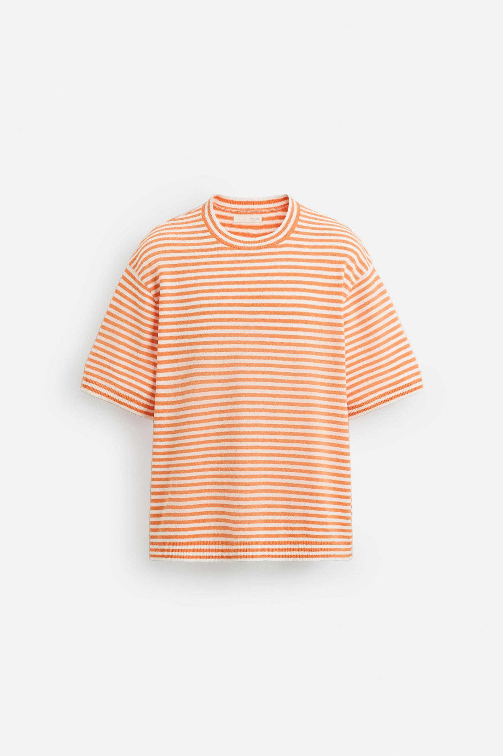STRIPED TEXTURED KNIT T-SHIRT Product Image