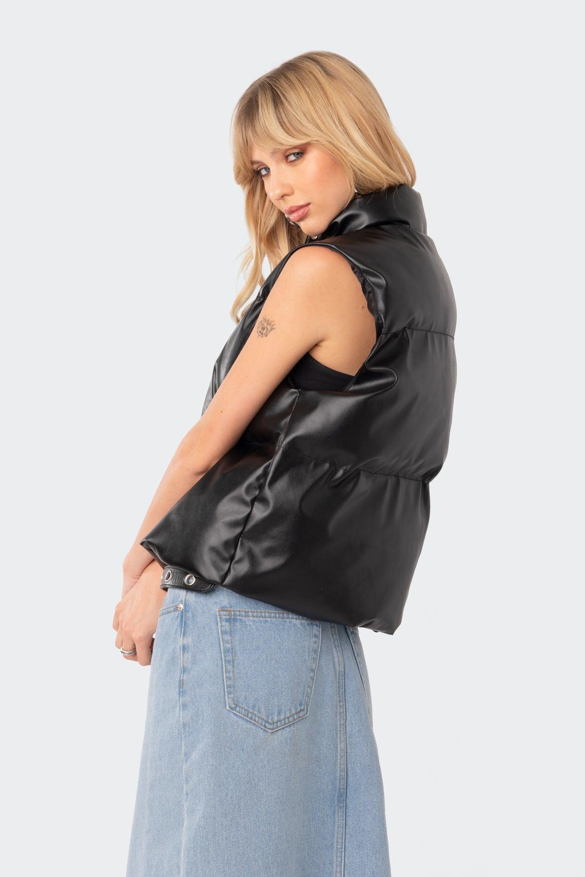 Kade Faux Leather Puffer Vest Product Image
