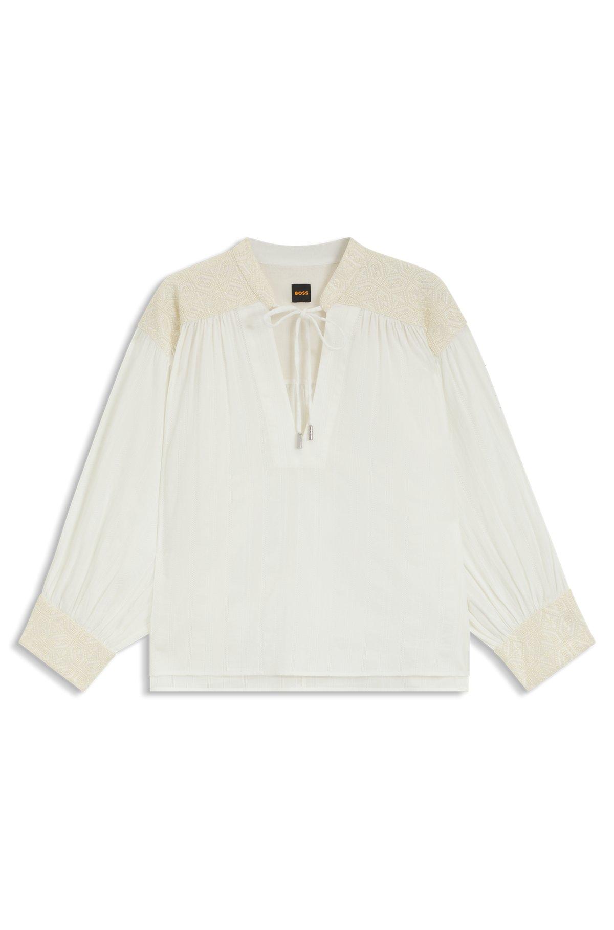 Regular-fit blouse in dobby cotton voile Product Image