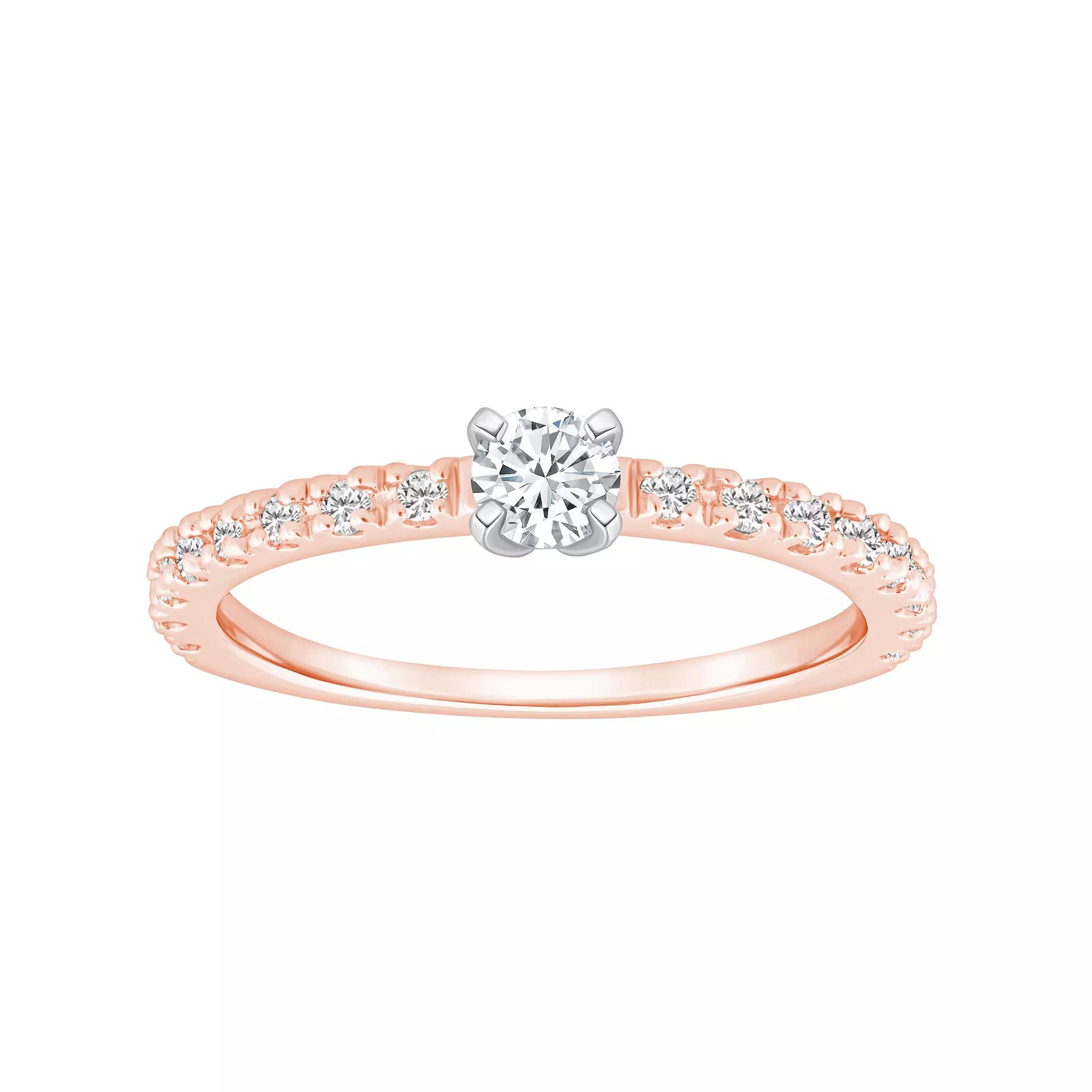 Alyson Layne 14k Gold 1/2 Carat T.W. Diamond Round Cut Embellished Band Engagement Ring, Womens 14k Two Tone Rose Gold Product Image