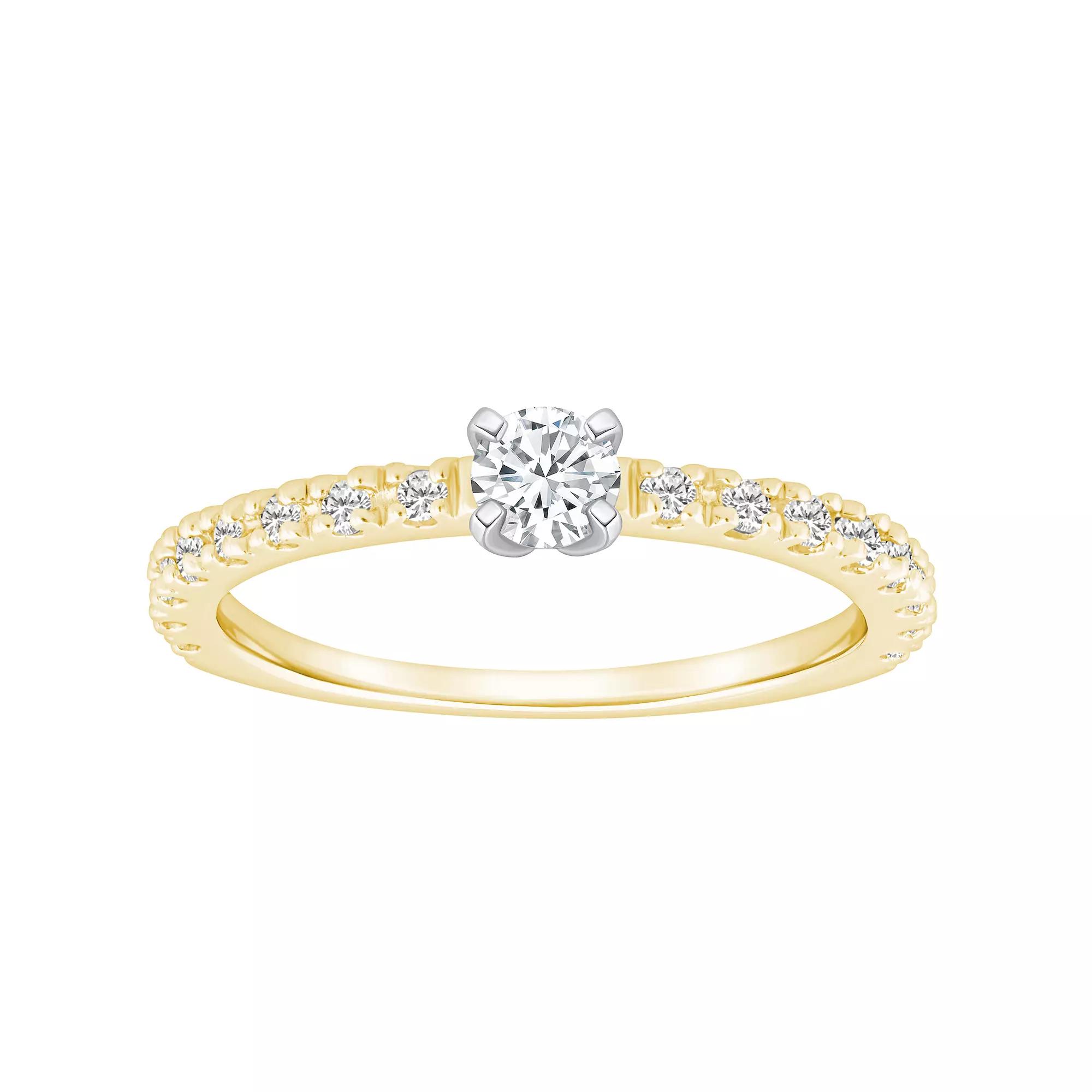 Alyson Layne 14k Gold 1/2 Carat T.W. Diamond Round Cut Embellished Band Engagement Ring, Womens 14k Two Tone Rose Gold Product Image