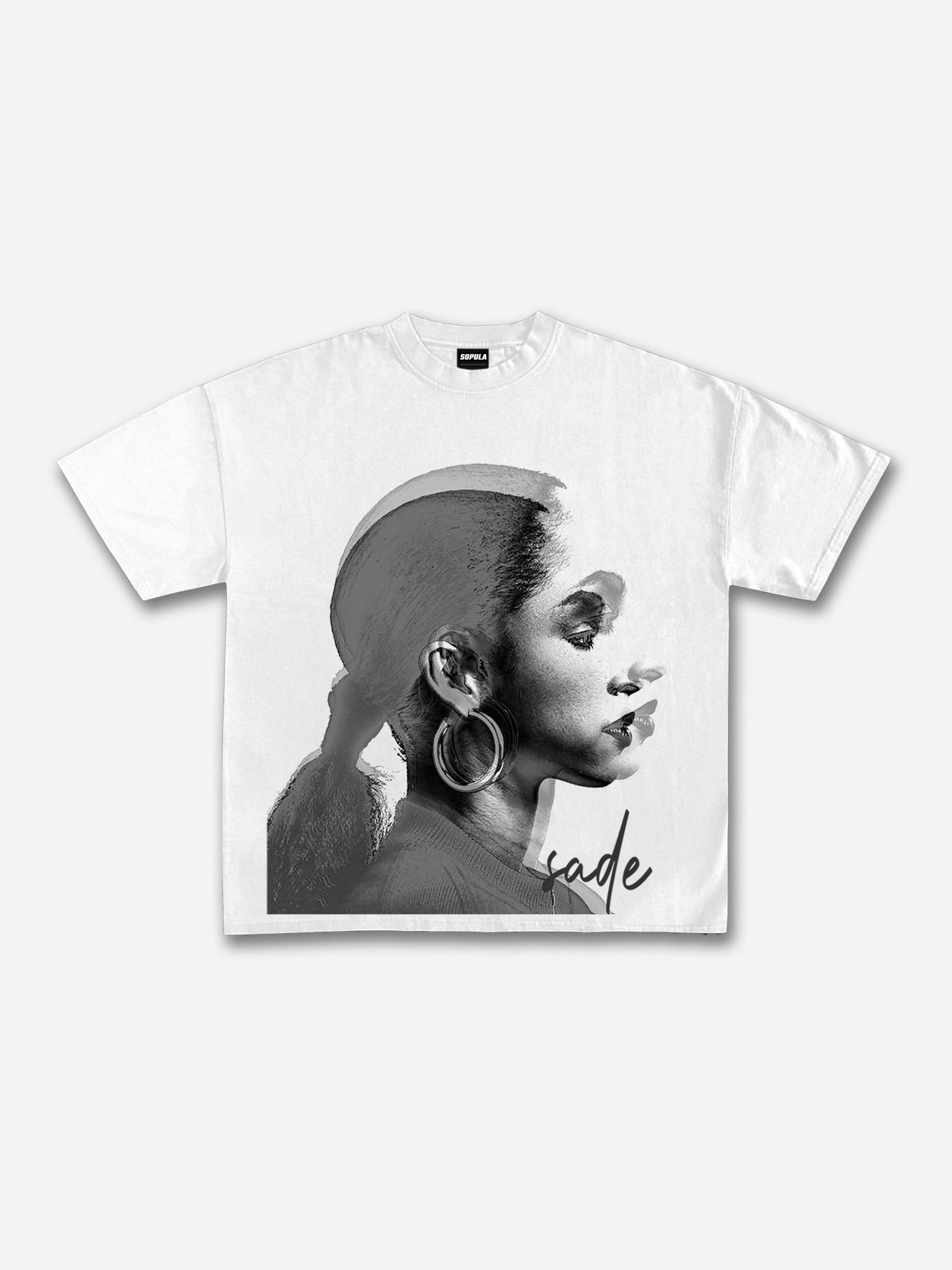 Vintage Sade Adu Print Graphic Cotton T-Shirt Product Image