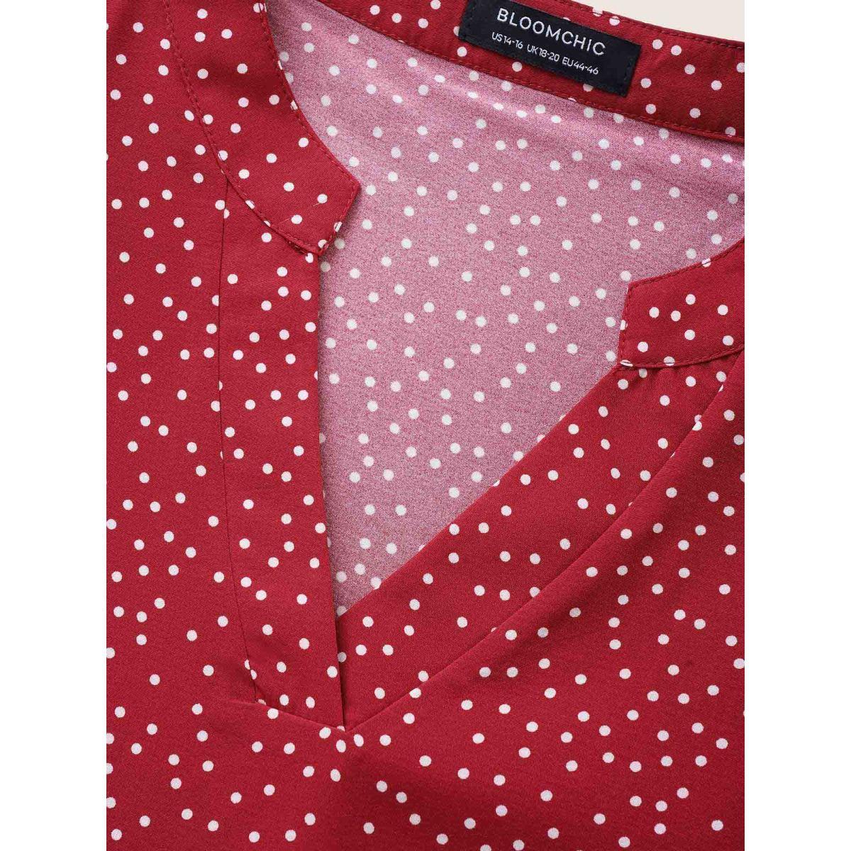 Polka Dot Ruffles Plus Size Women Blouses Elegance Casual Ruffles Ruffle Sleeve Short Sleeve V Neck Dailywear Blouses BloomChic Product Image