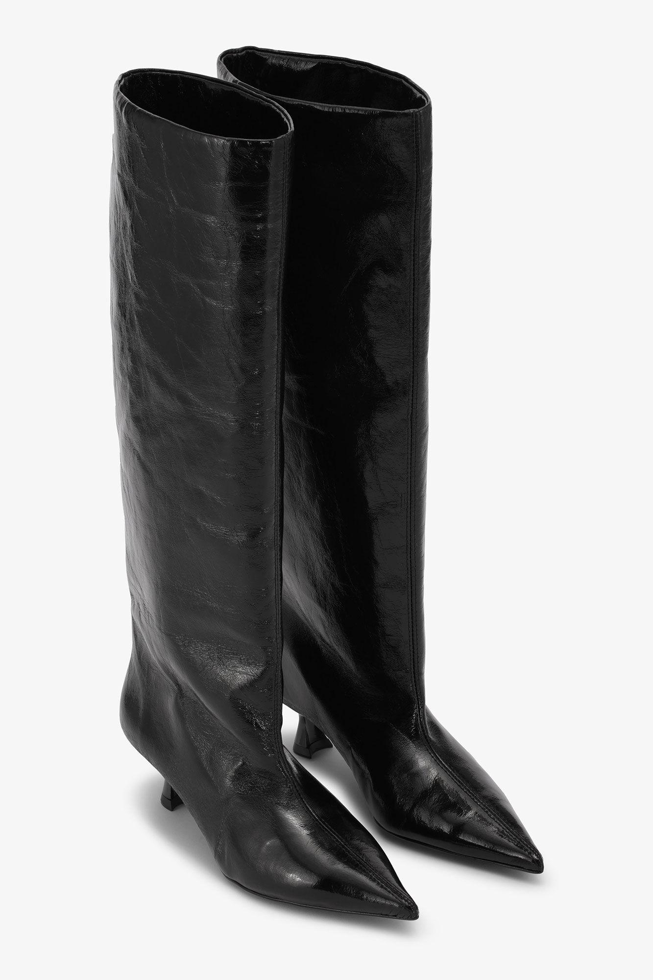 Black Soft Slouchy High Shaft Boots Product Image