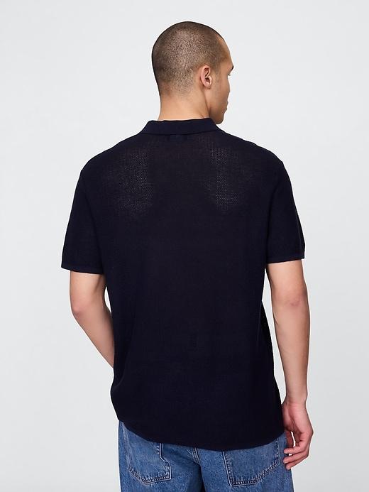Textured Crochet Polo Shirt Product Image