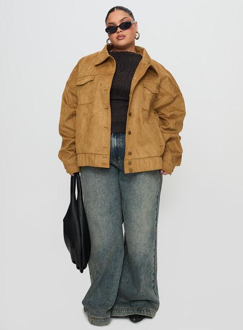 Ristretto Faux Suede Bomber Brown Product Image