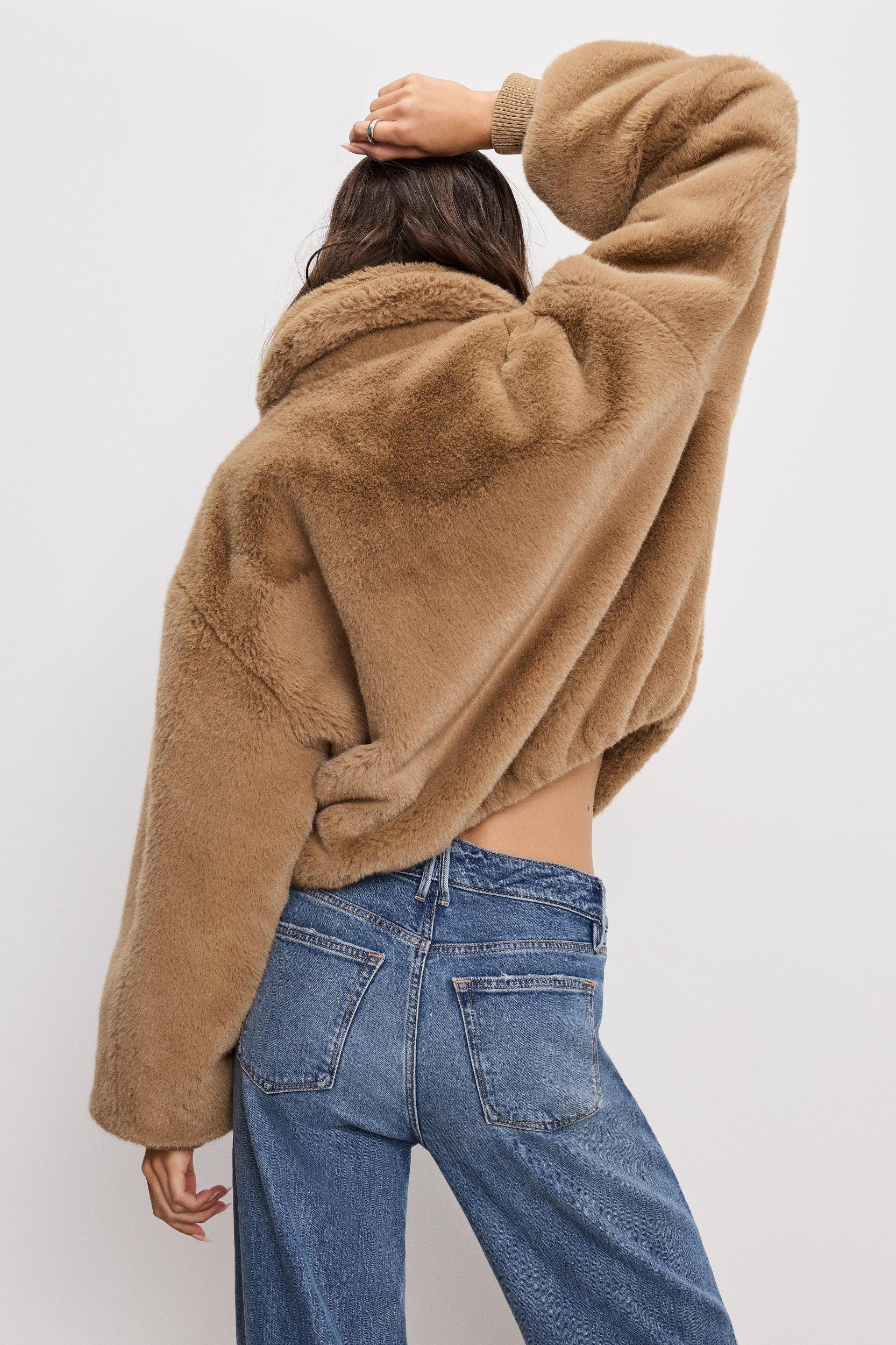 FAUX FUR COLLAR JACKET | WARM CARAMEL003 Product Image