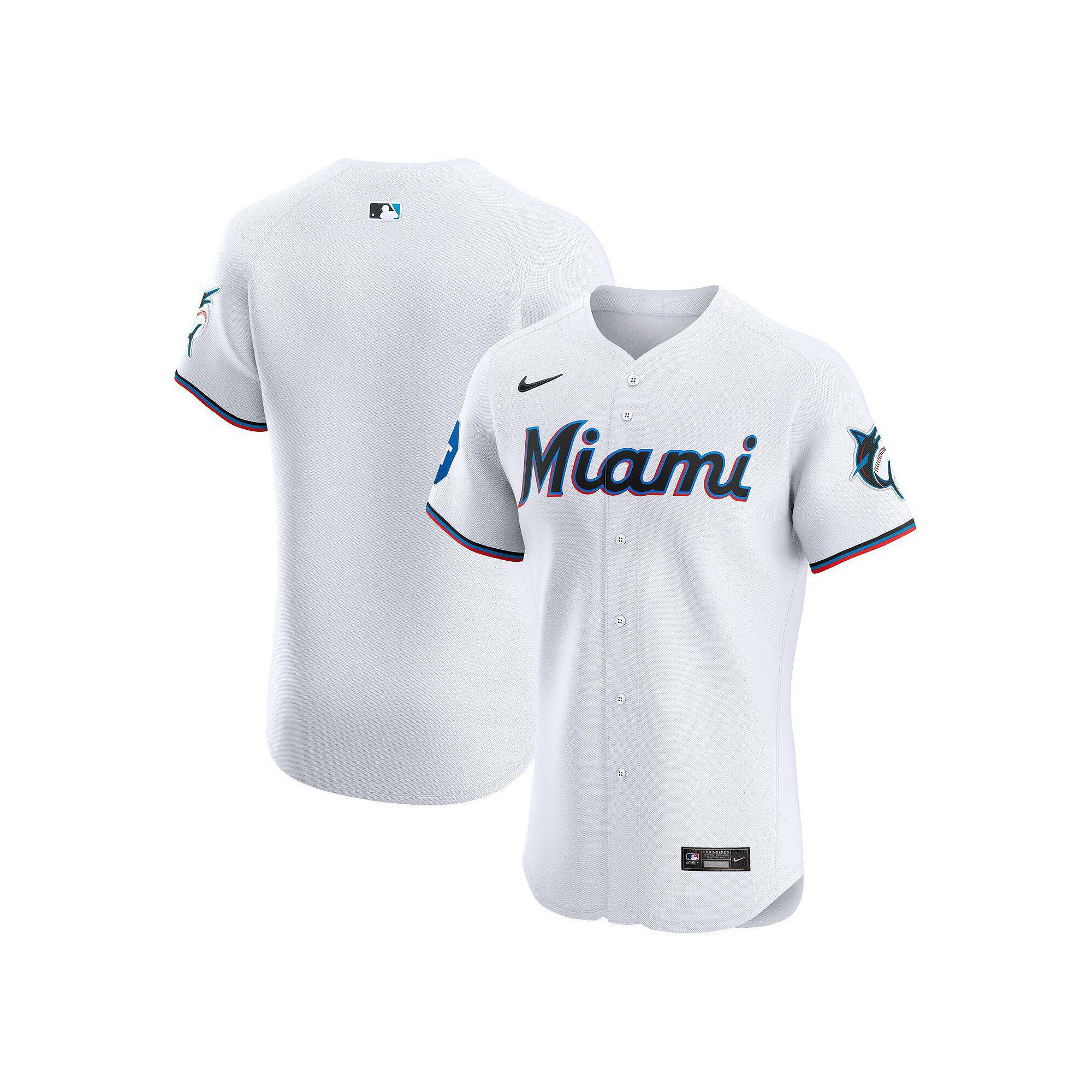 Men's Nike White Miami Marlins Home Elite Patch Jersey,  Product Image