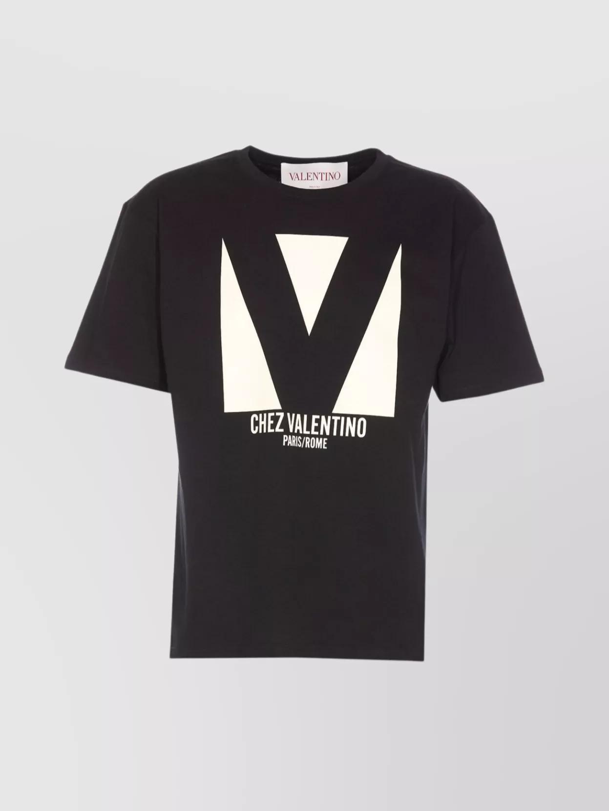 VALENTINO Crew Neck Short Sleeves T-shirts In Black Product Image