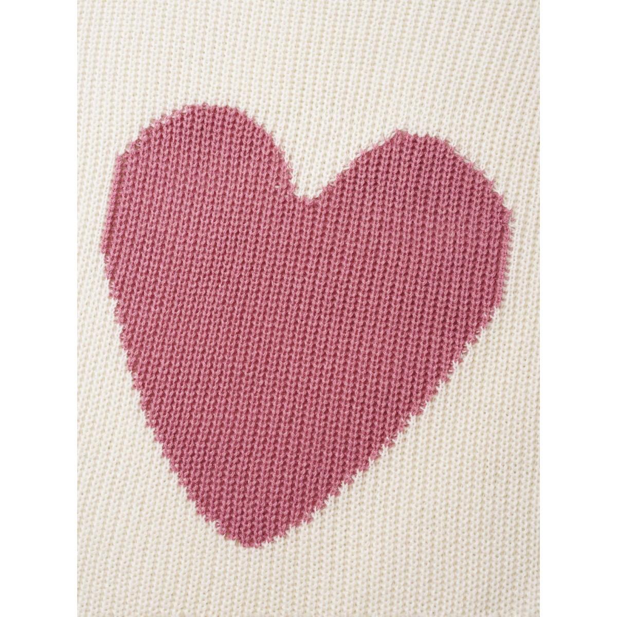 Plus Size Round Neck Heart Cable Knit Pullover Ivory Women Playful Loose Long Sleeve Round Neck Casual Pullovers BloomChic 28/5X Product Image