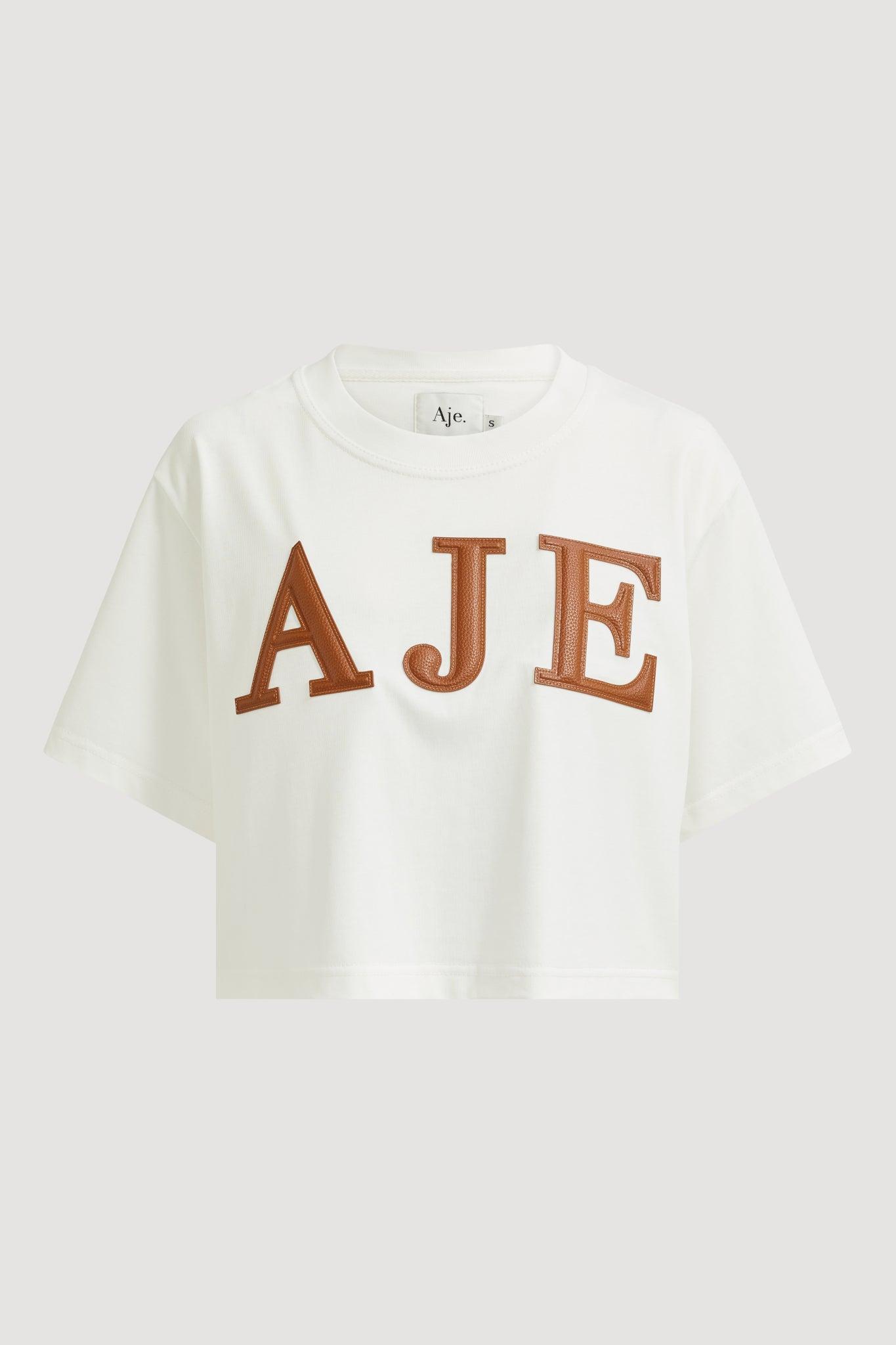 Danila Logo Cropped Tee-WHITE/DARK TAN / XXS Product Image