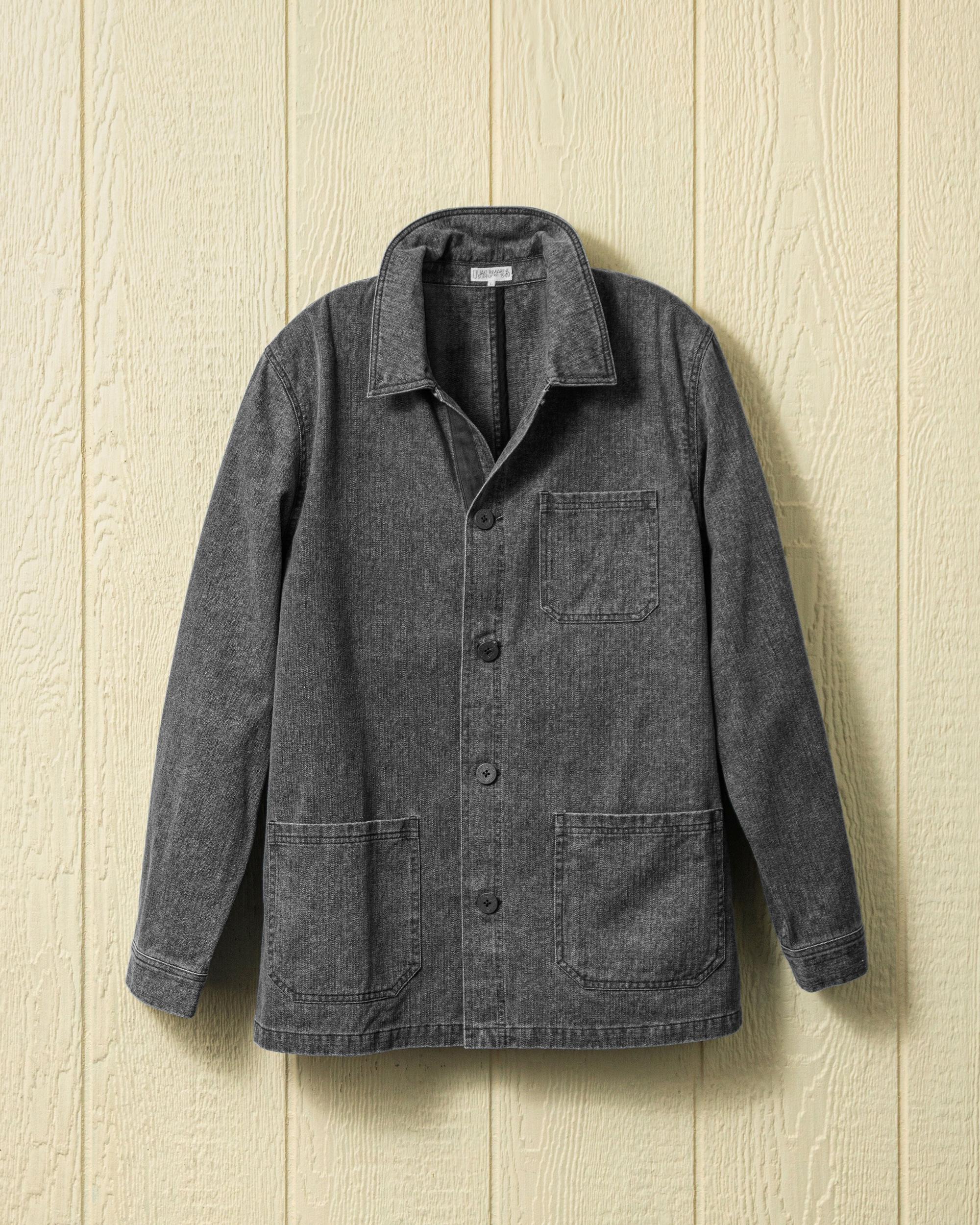 French Workman’s Jacket in Graphite Salt Washed Herringbone Product Image