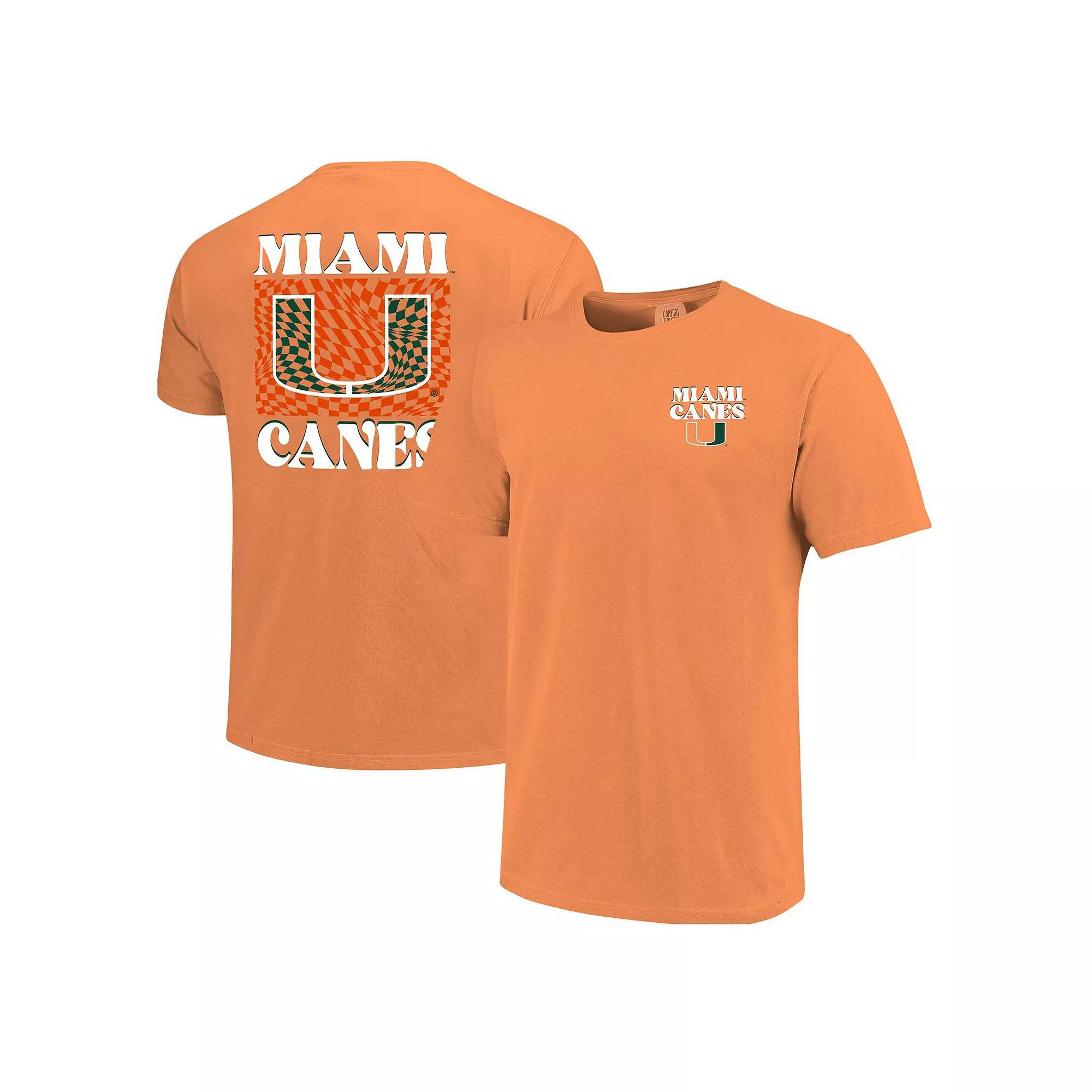 Womens Miami Hurricanes Comfort Colors Checkered Mascot T-Shirt Product Image