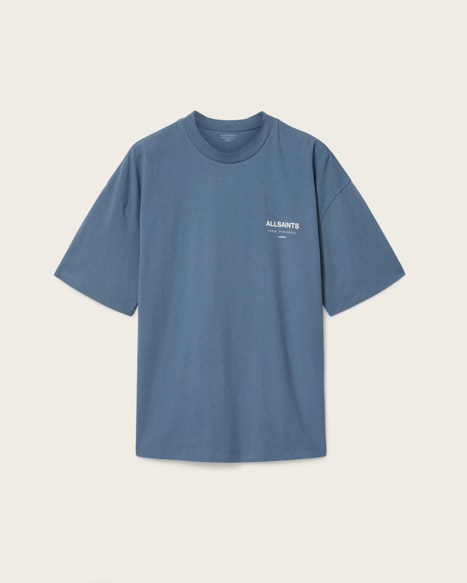 Underground Oversized Crew Neck T-Shirt MAYA BLUE | ALLSAINTS US Product Image