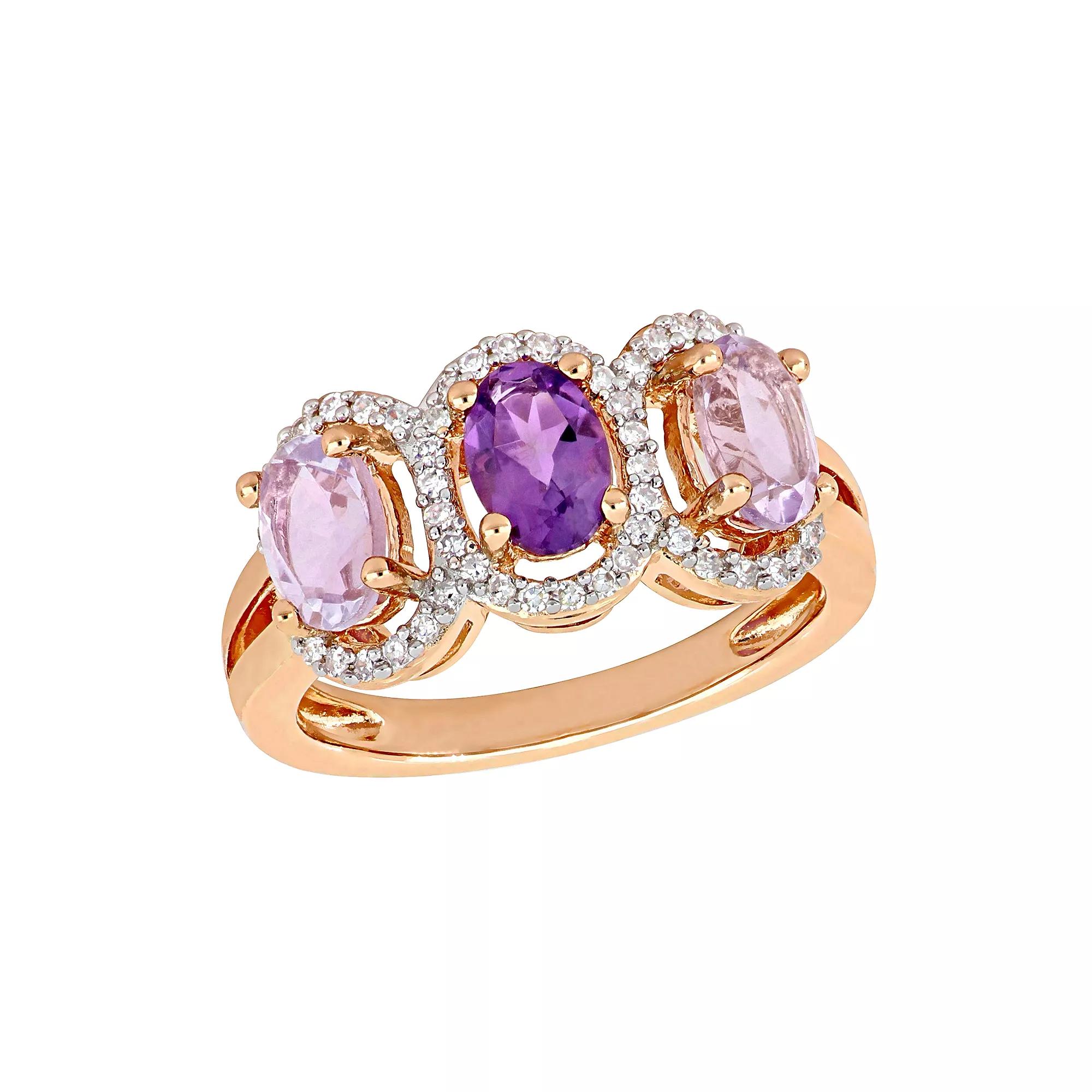 Stella Grace Amethyst & 1/5 Carat T.W. Diamond Halo Ring, Women's, Pink Tone Product Image