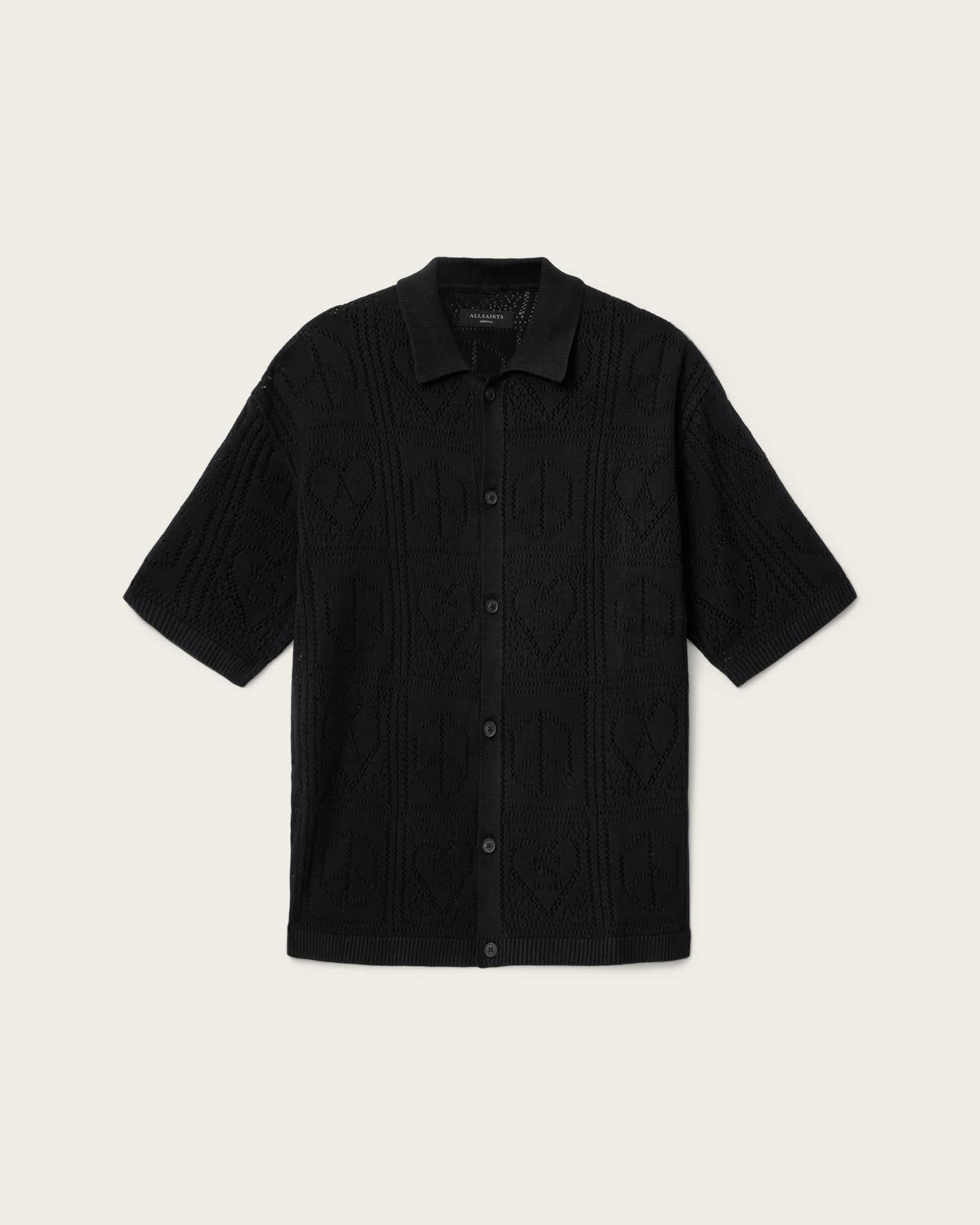 Arktx Open Stitch Jacquard Cardigan Black | ALLSAINTS US Product Image