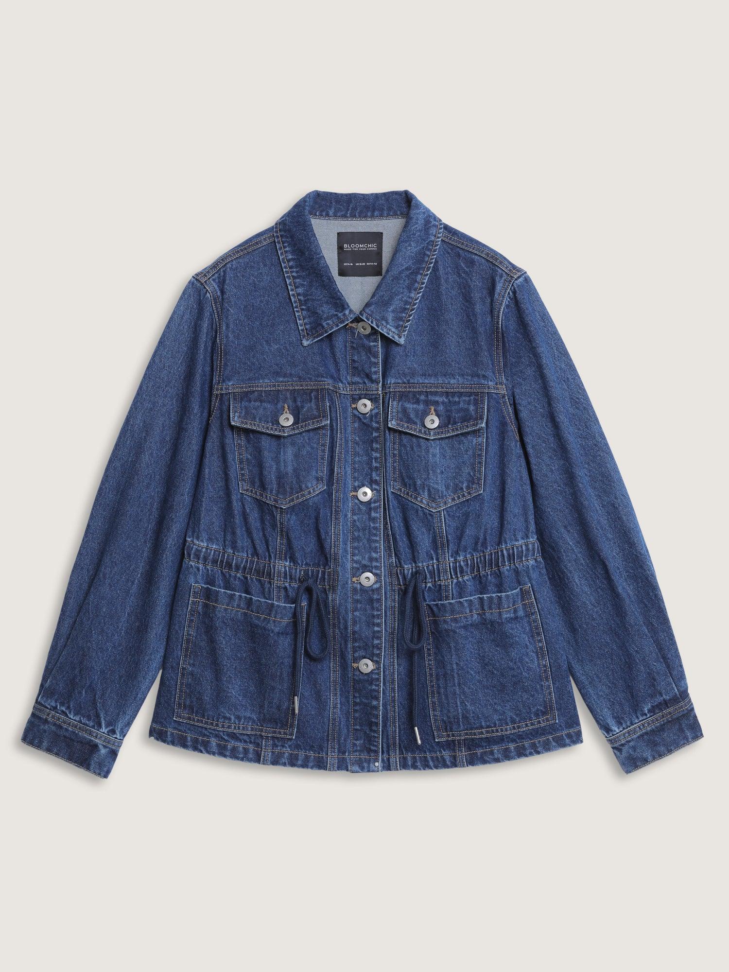 Supersoft Stretchy Waist Button-Down Denim Jacket Female Product Image