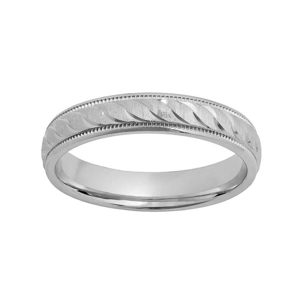 Sterling Silver Textured Wedding Ring, Men's, Size: 7.50, Grey Product Image