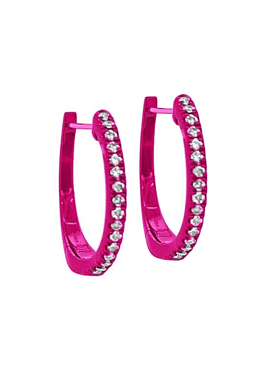 Womens Rhodium-Plated 14K White Gold & 0.08 TCW Diamond Hoop Earrings Product Image