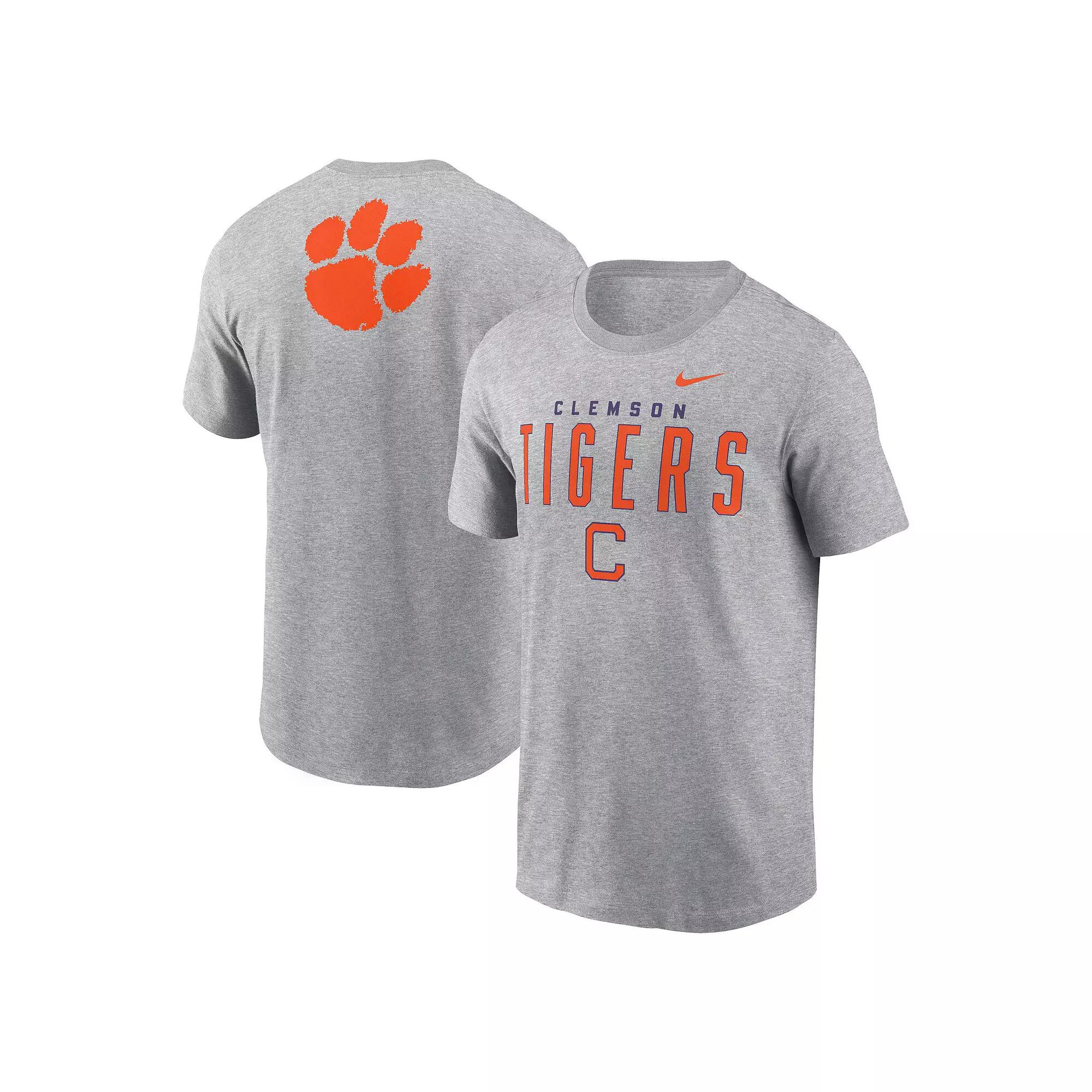 Men's Nike Heather Gray Clemson Tigers Campus 2-Hit Primary Mascot T-Shirt,  Product Image