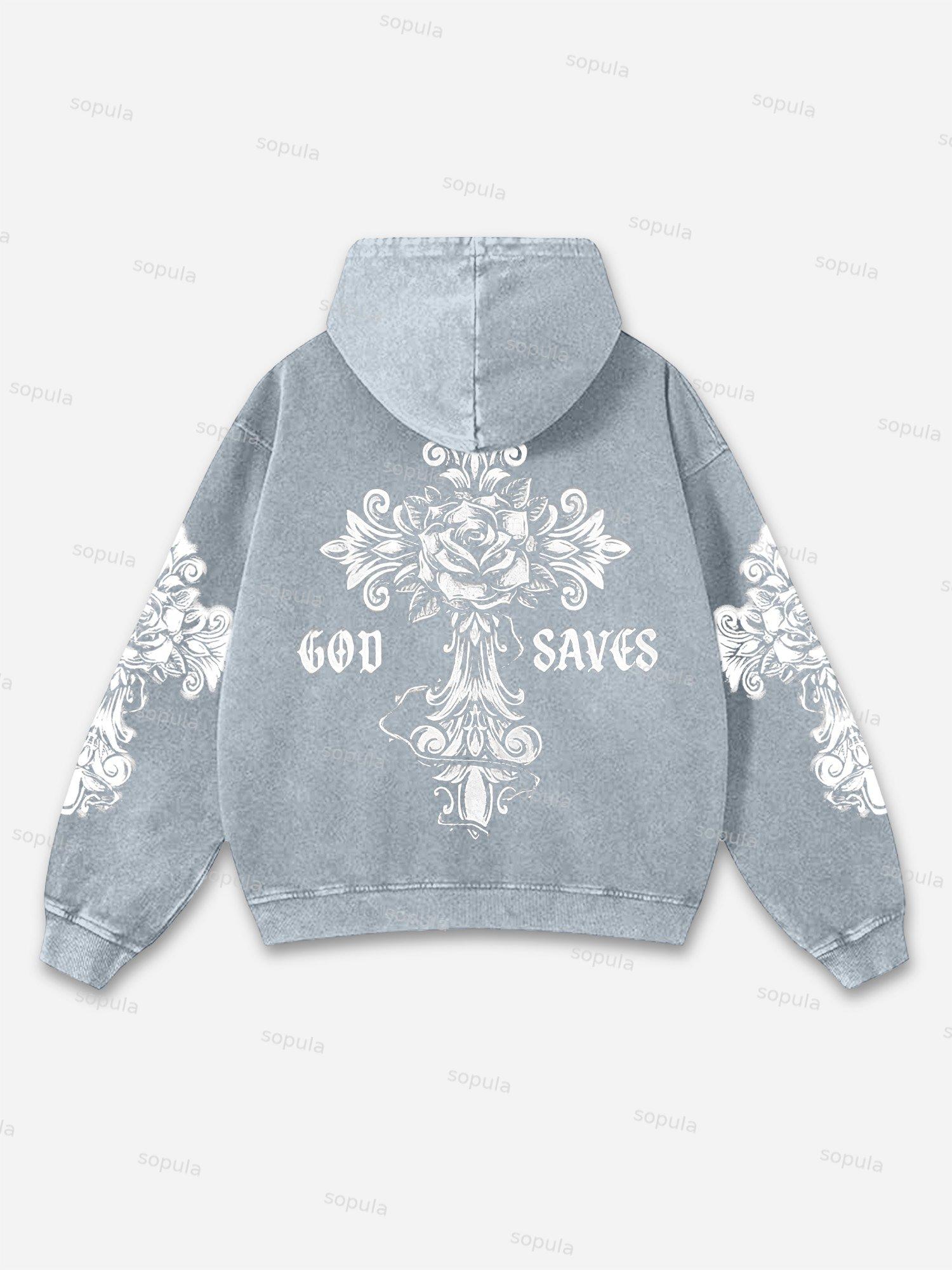 Vintage Jesus Thinker Graphic Acid Washed Oversized Hoodie Product Image