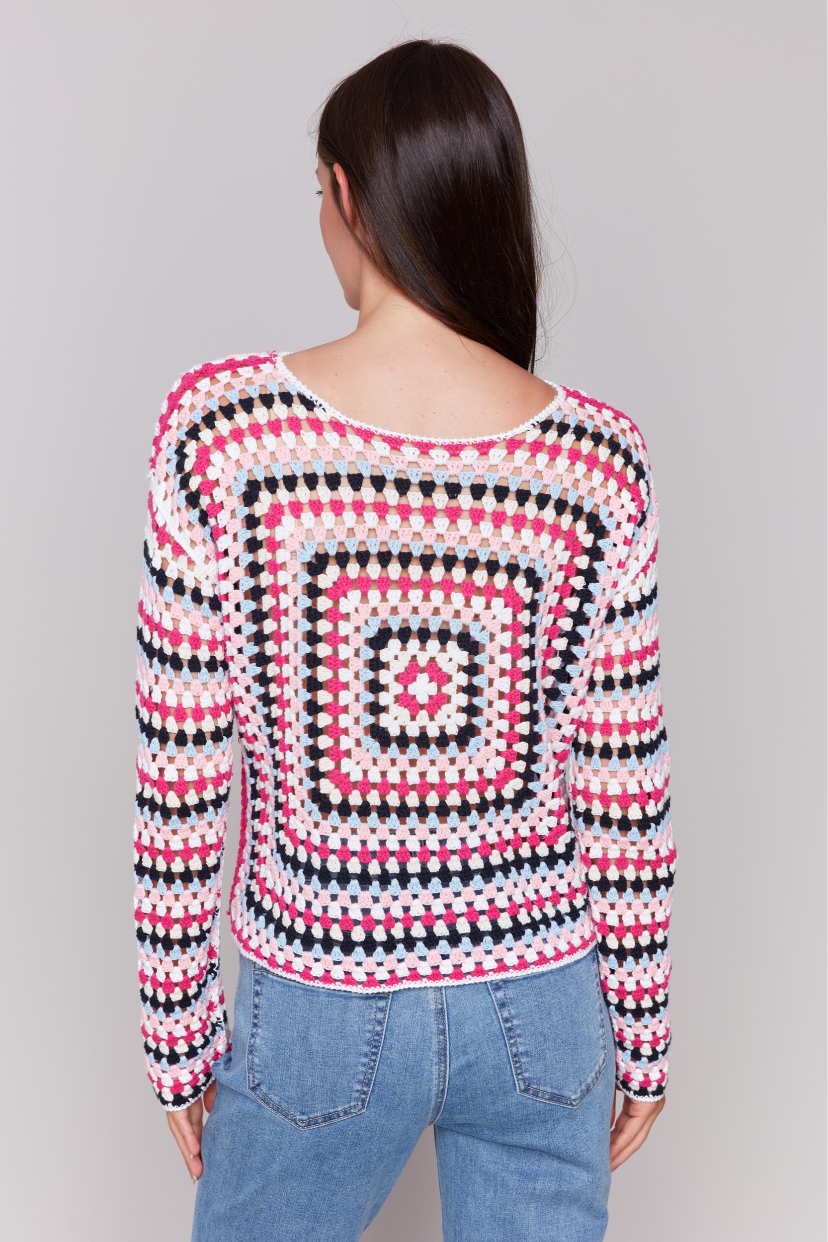 Square Long Sleeve Crochet Top Product Image