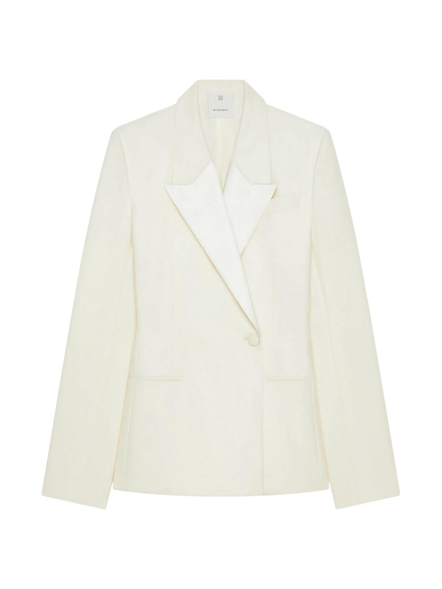 Womens Slim Fit Jacket in Wool and Mohair with Satin Collar Product Image