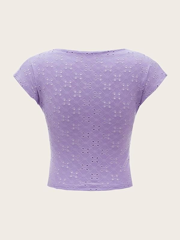 Cutout Backless Slim Short Sleeve Tee Product Image