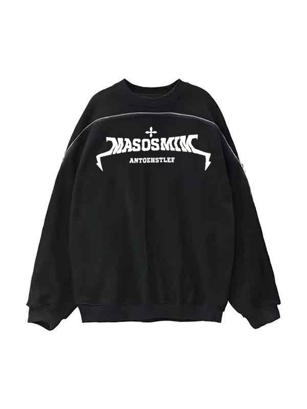 Letter Print Zipper Design Sweatshirt Product Image