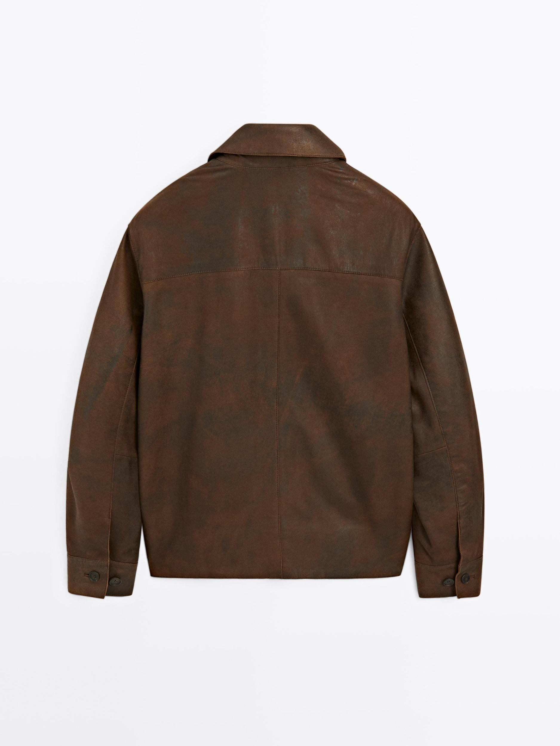 Lightweight suede leather overshirt Product Image