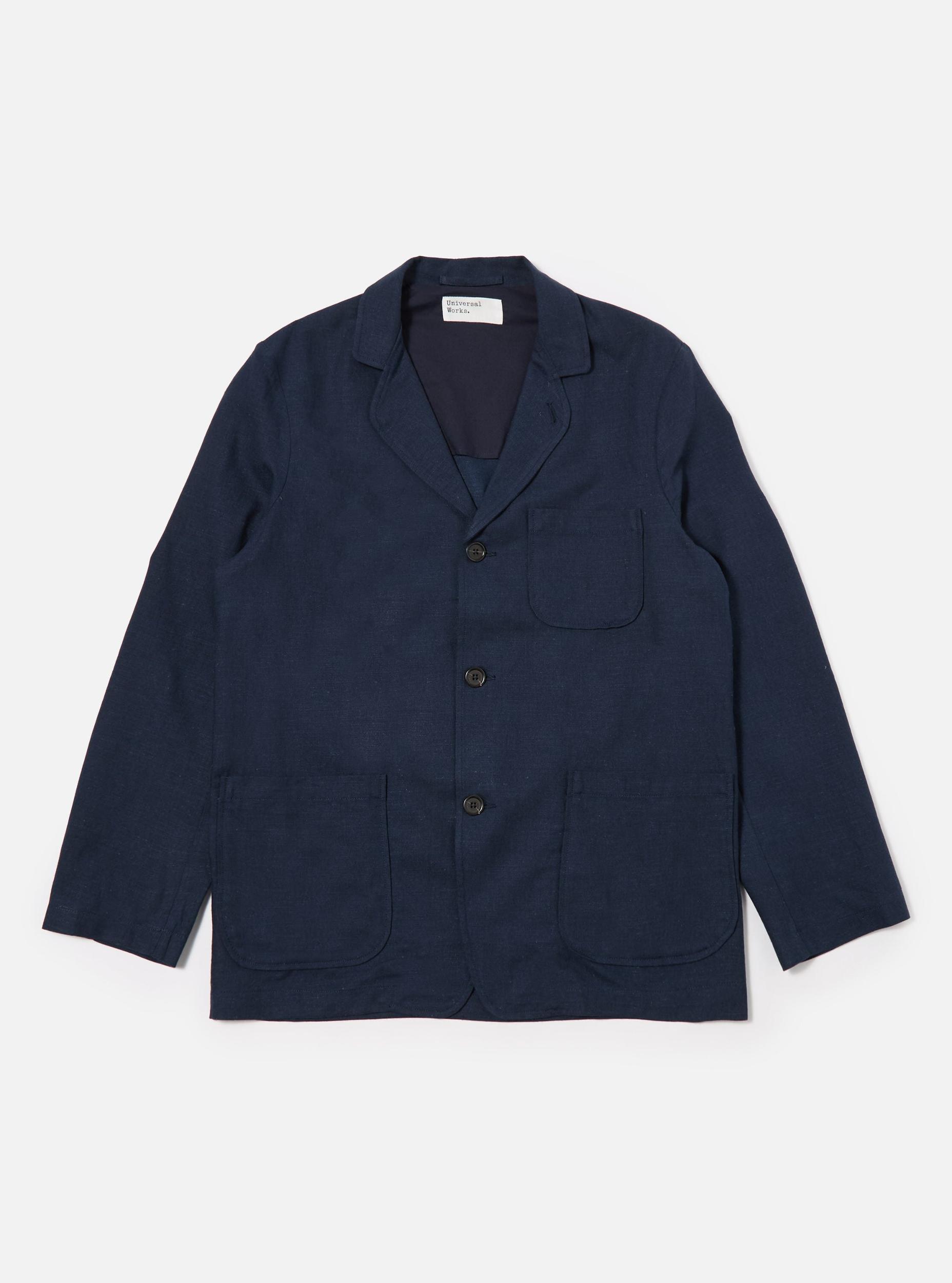 Navy Lord Cotton Linen Three Button Jacket Product Image
