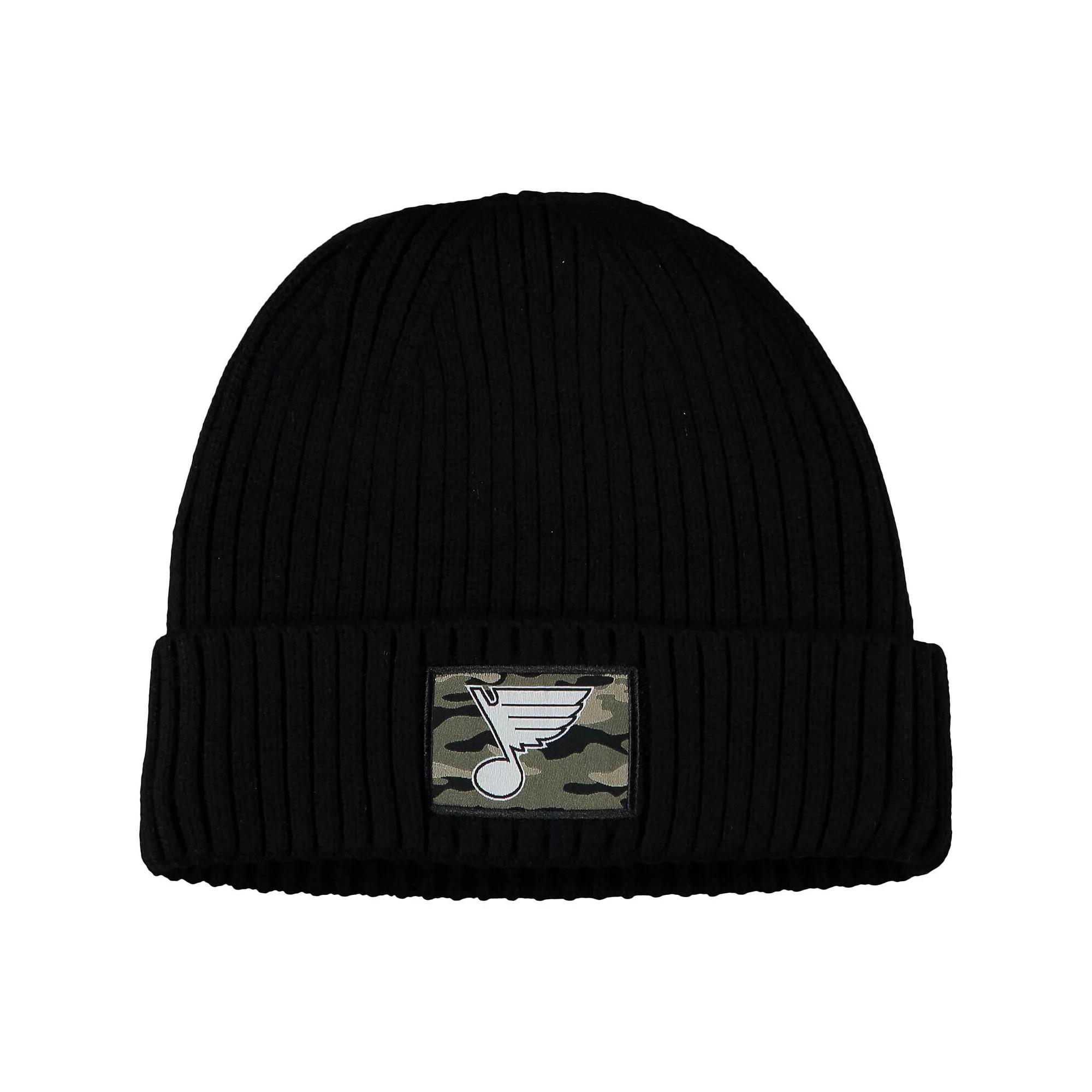 Men's adidas Black St. Louis Blues Military Appreciation Cuffed Knit Hat Product Image
