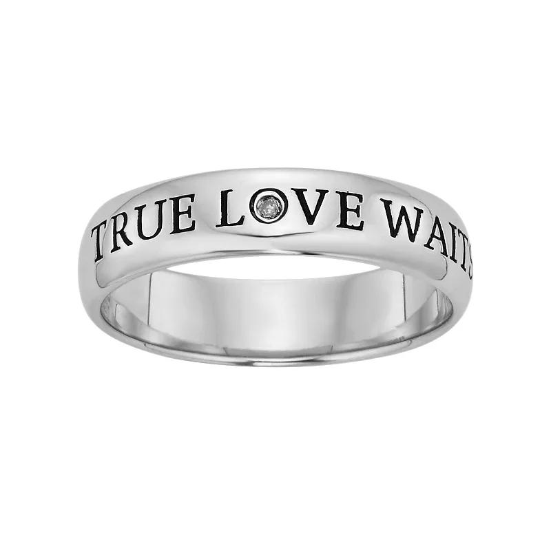 Sterling Silver Diamond Accent True Love Waits Purity Ring, Women's, Size: 5, Black & White Product Image