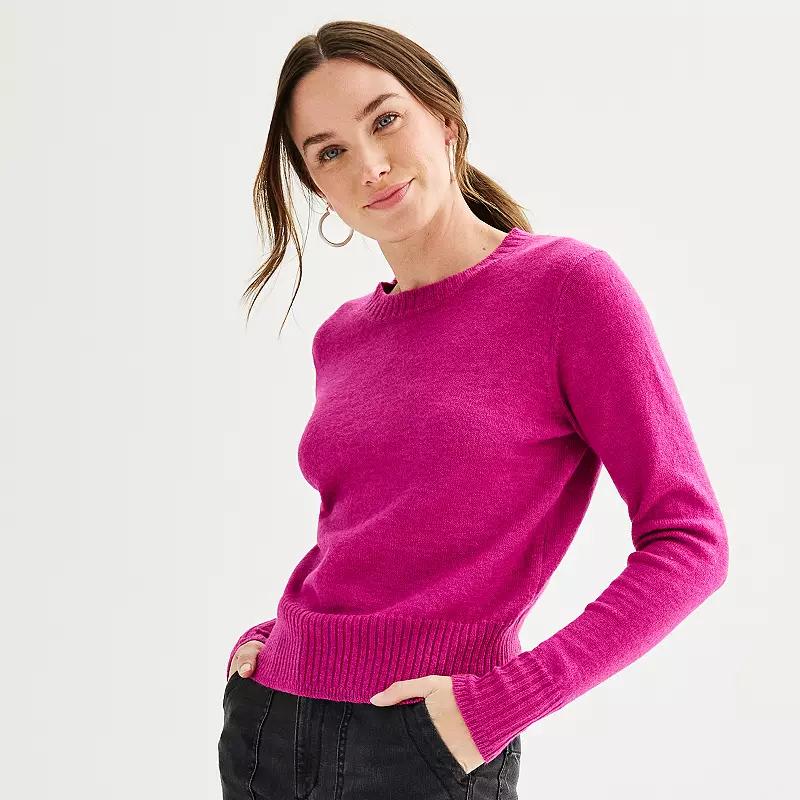 Petite Women's Sonoma Goods For Life® Crewneck Sweater, Size: XXL Petite, Fantasy Pink Product Image