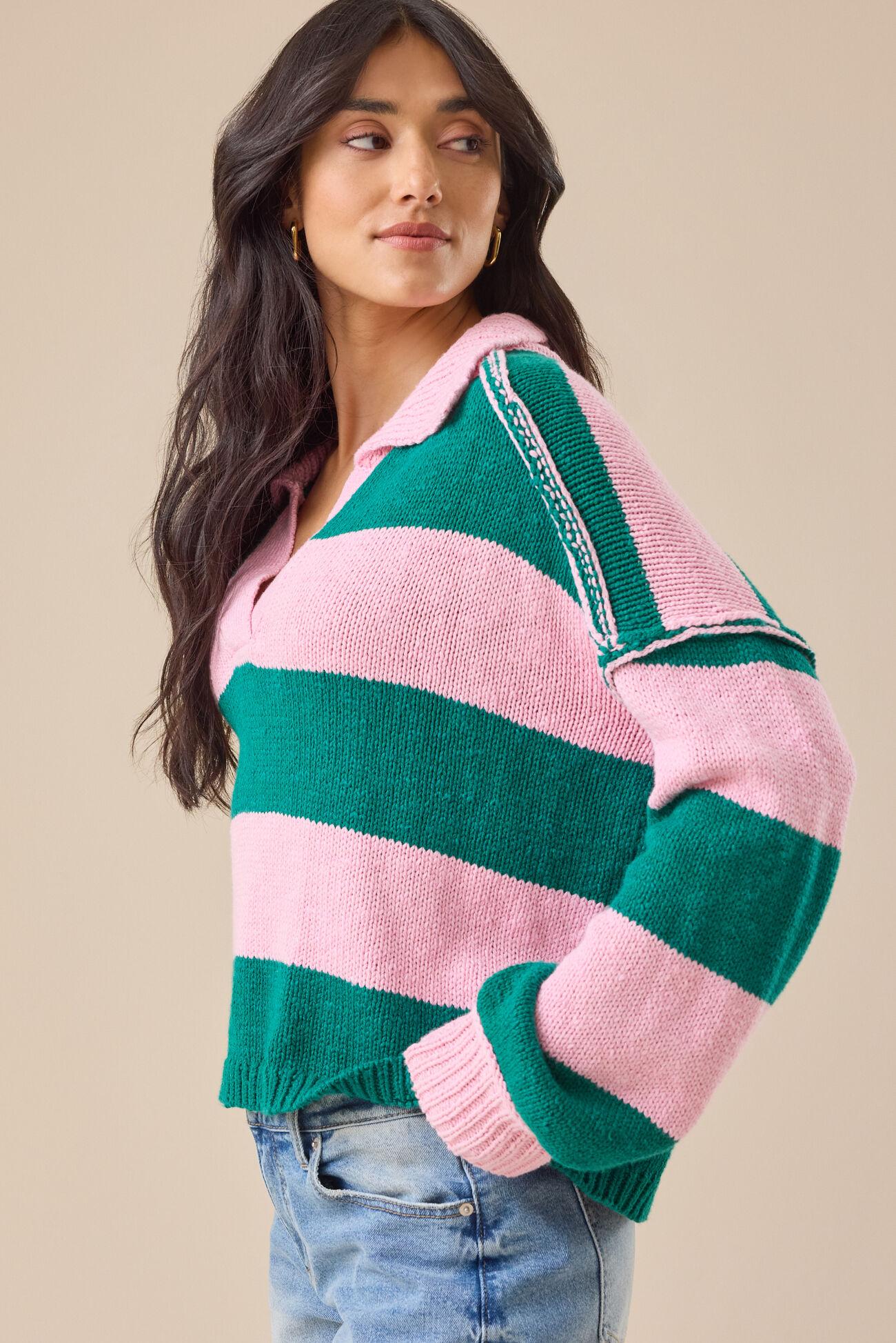 Cleo Striped Polo Sweater Product Image