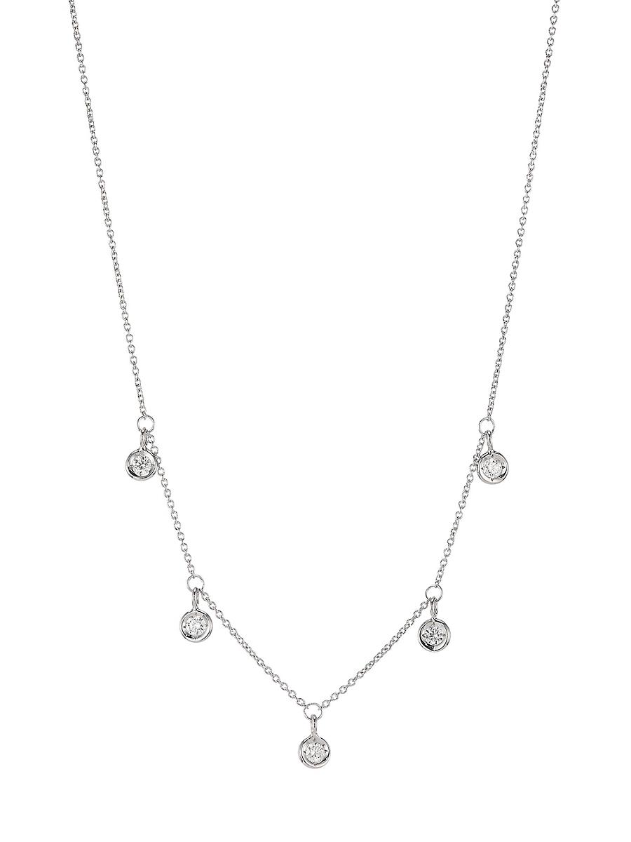 Womens Diamond By The Inch 18K White Gold & Diamond Dangle Necklace Product Image