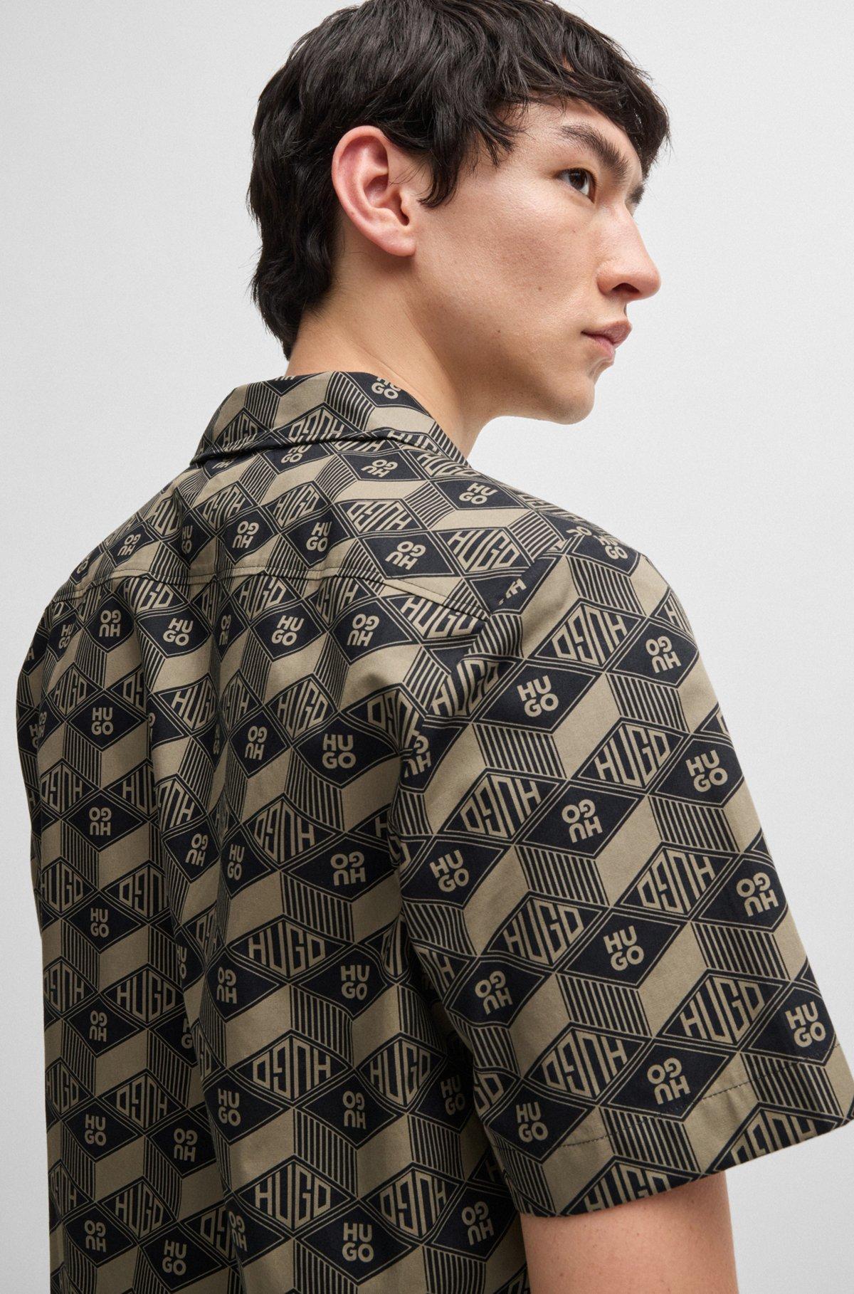 Relaxed-fit shirt in cotton with geometric-logo print Product Image