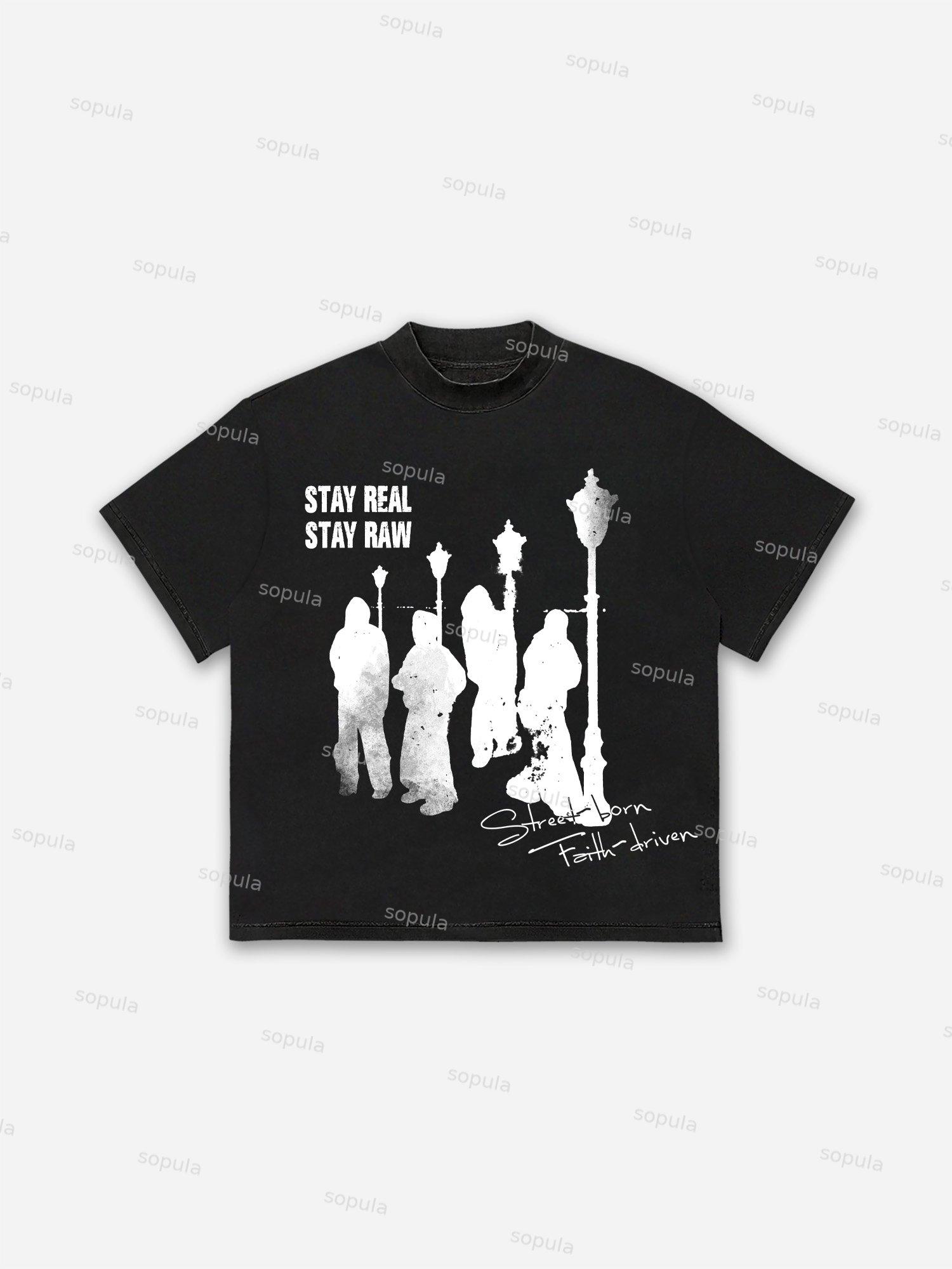 Street-born Abstract Character Graphic Cotton T-shirt Product Image