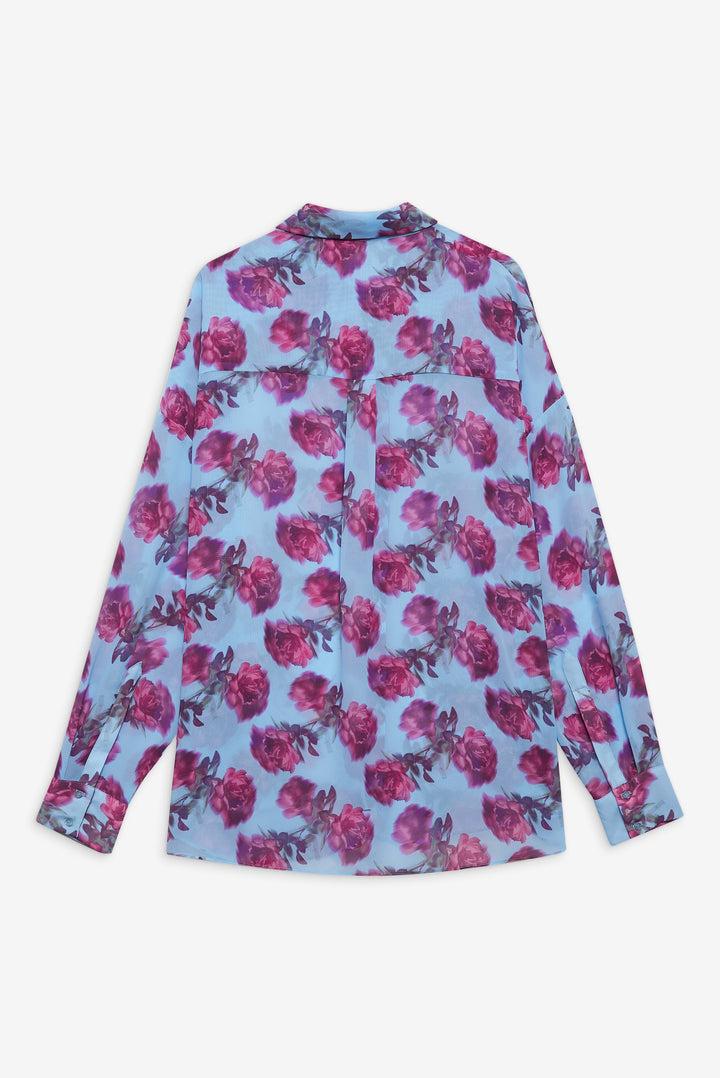 Floral Stems Button-Down Top — Blue Product Image