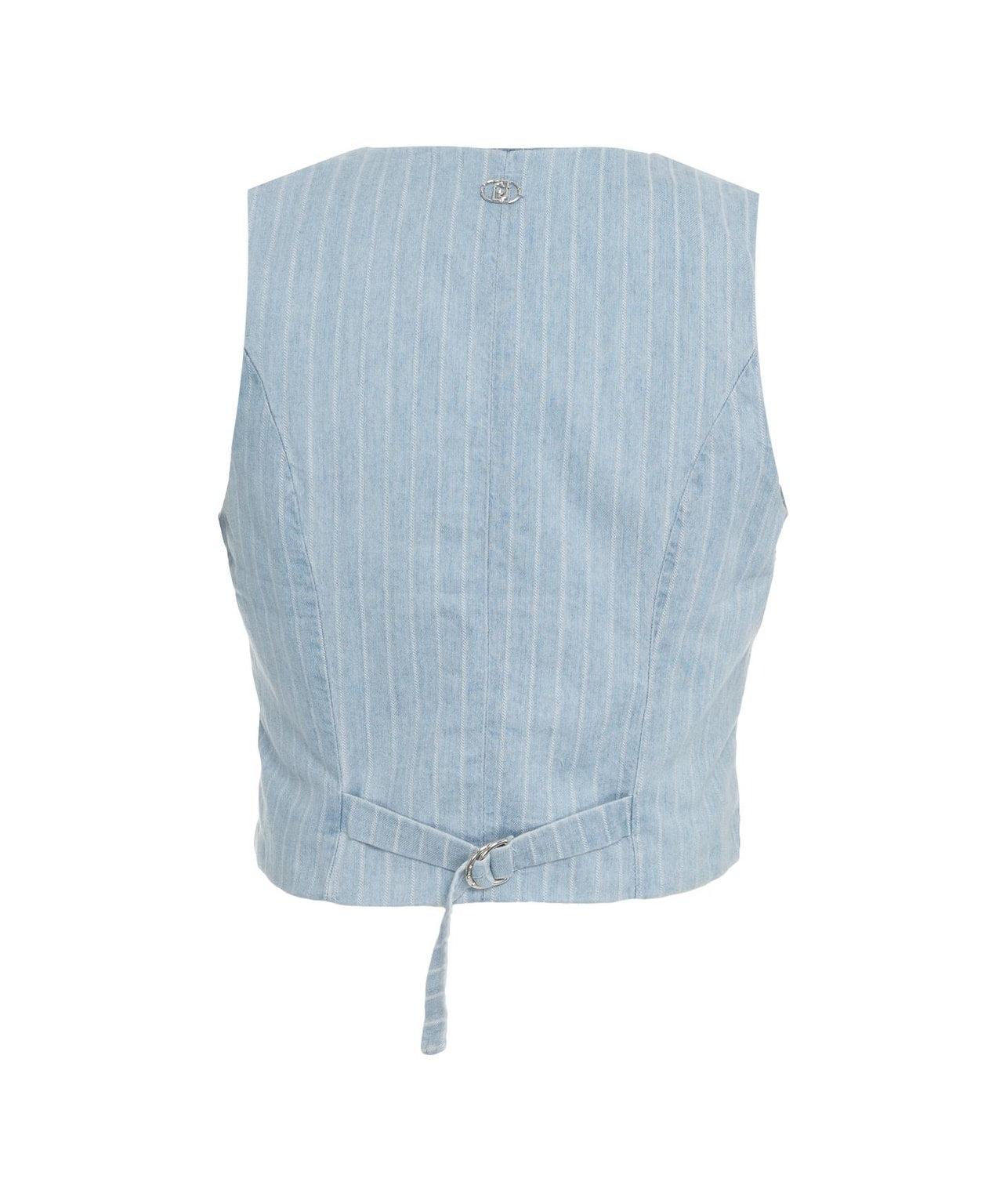 Pinstripe denim vest Product Image