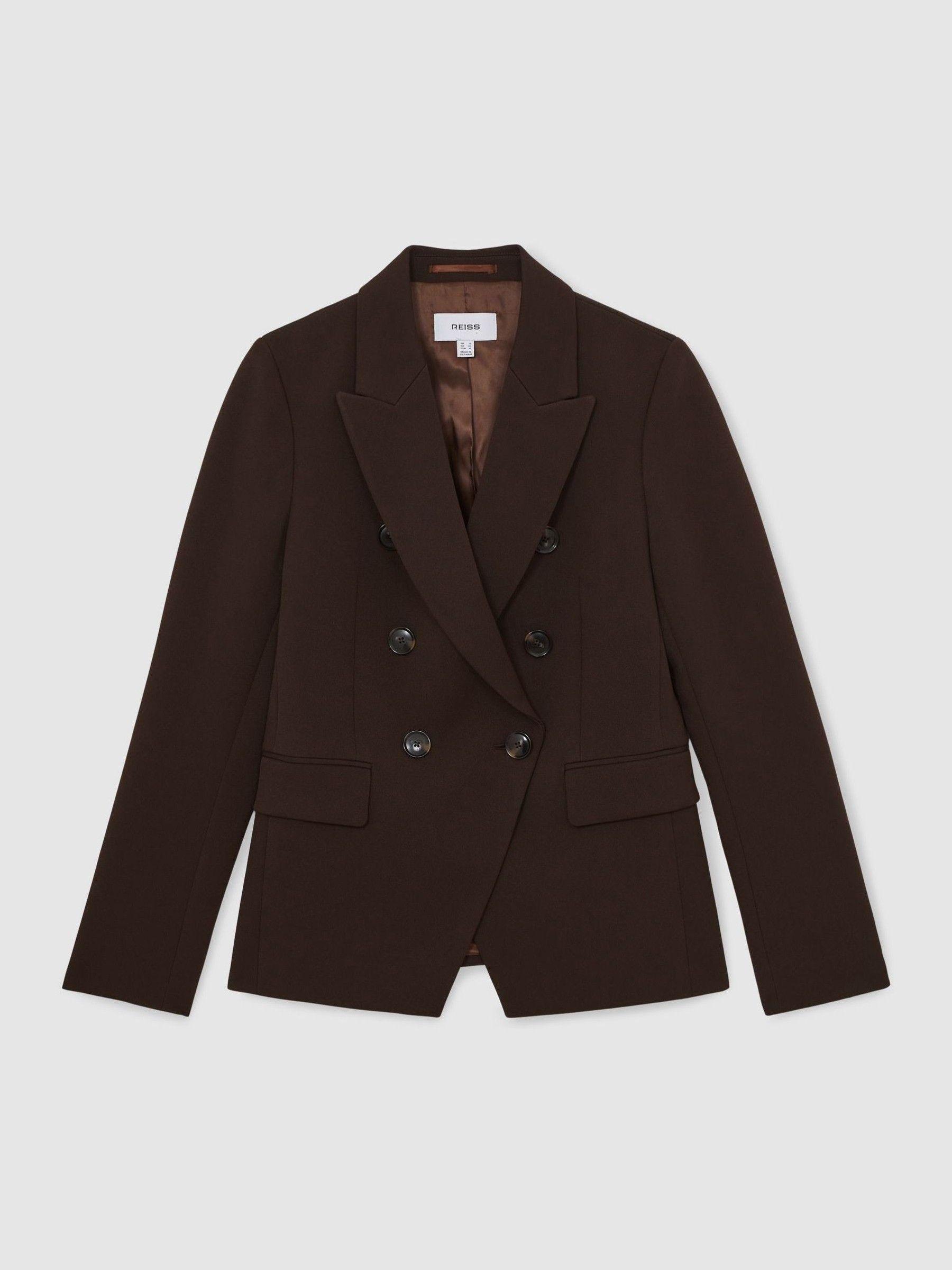 Double-Breasted Suit Blazer in Chocolate Brown Product Image