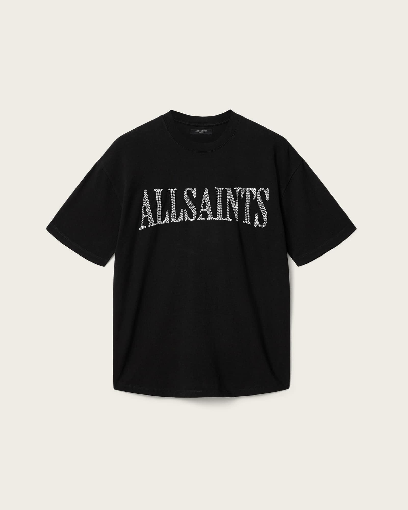 Dash Etta Oversized Embroidered T-Shirt Washed Black | ALLSAINTS US Product Image
