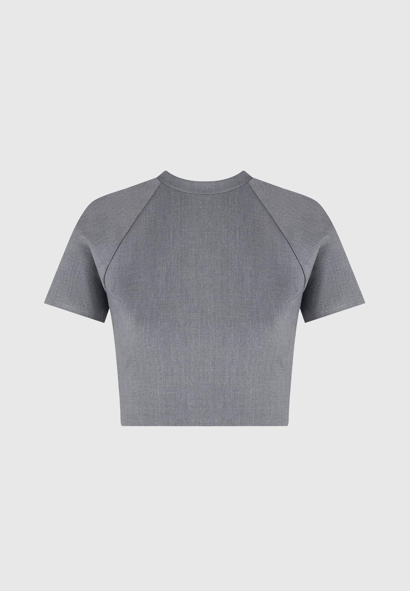 Tailored Mock Neck Top - Grey/Black Female Product Image