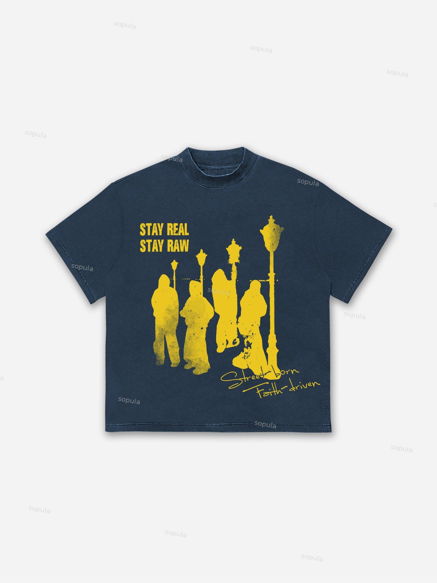 Street-born Abstract Character Graphic Cotton T-shirt Product Image